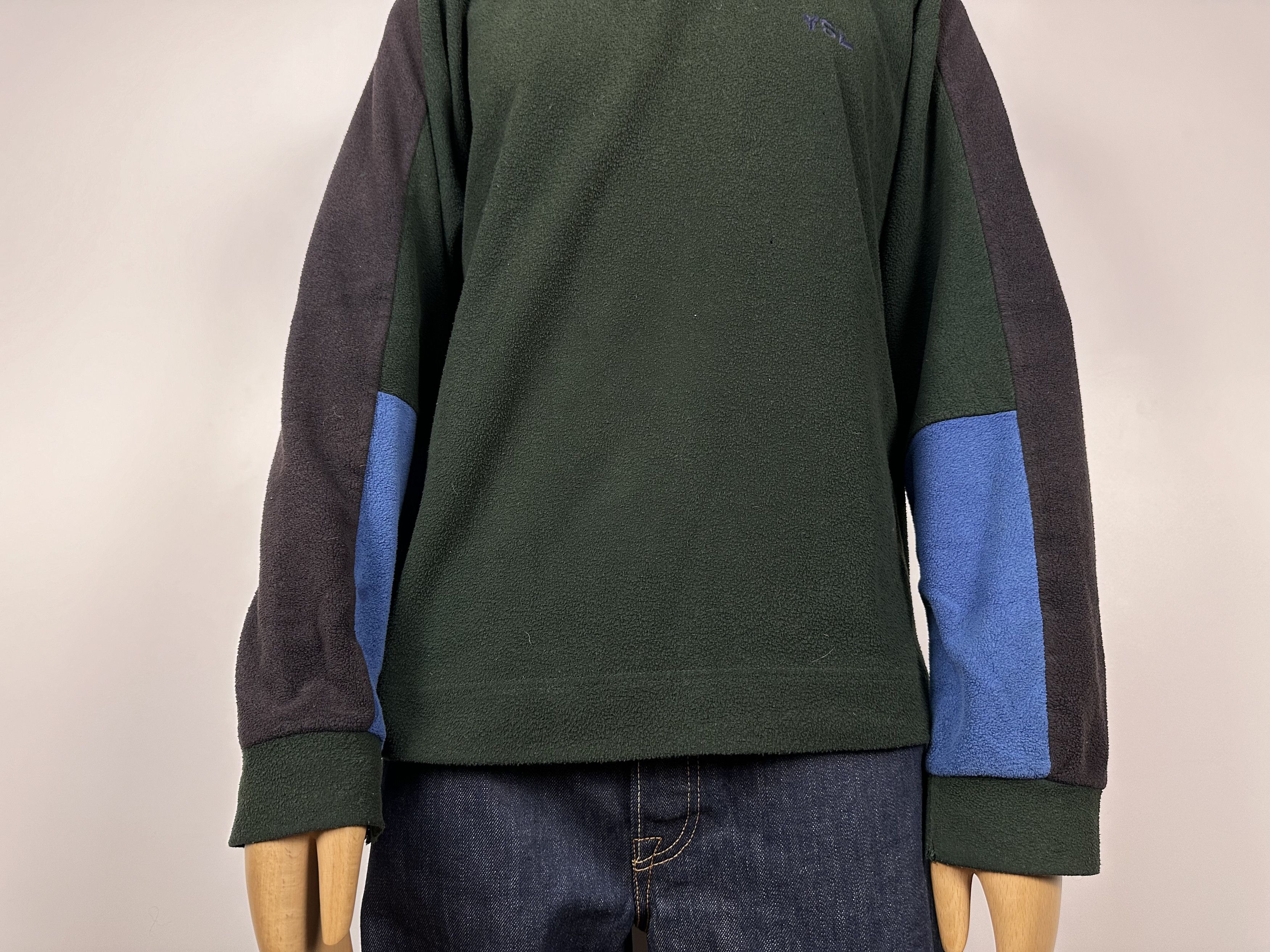Saint Laurent Paris × Vintage SAINT LAURENT JEANS Fleece Jacket 1\2 Zip Pullover Green Size US XL / EU 56 / 4 - 4 Thumbnail