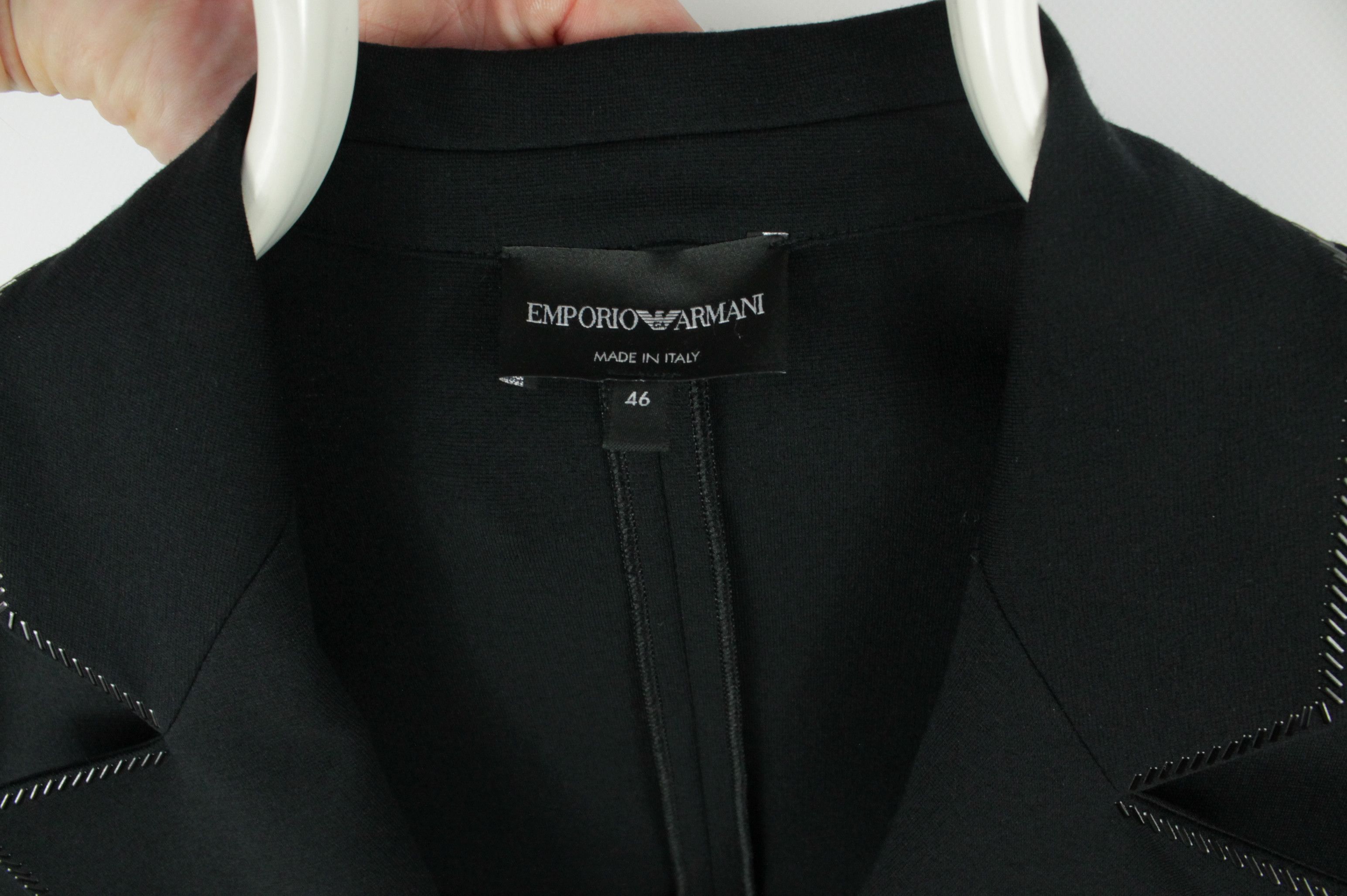 Emporio Armani Emporio Armani Zip-Trim Techno Cady Black Stretch Blazer Size L / US 10 / IT 46 - 7 Thumbnail