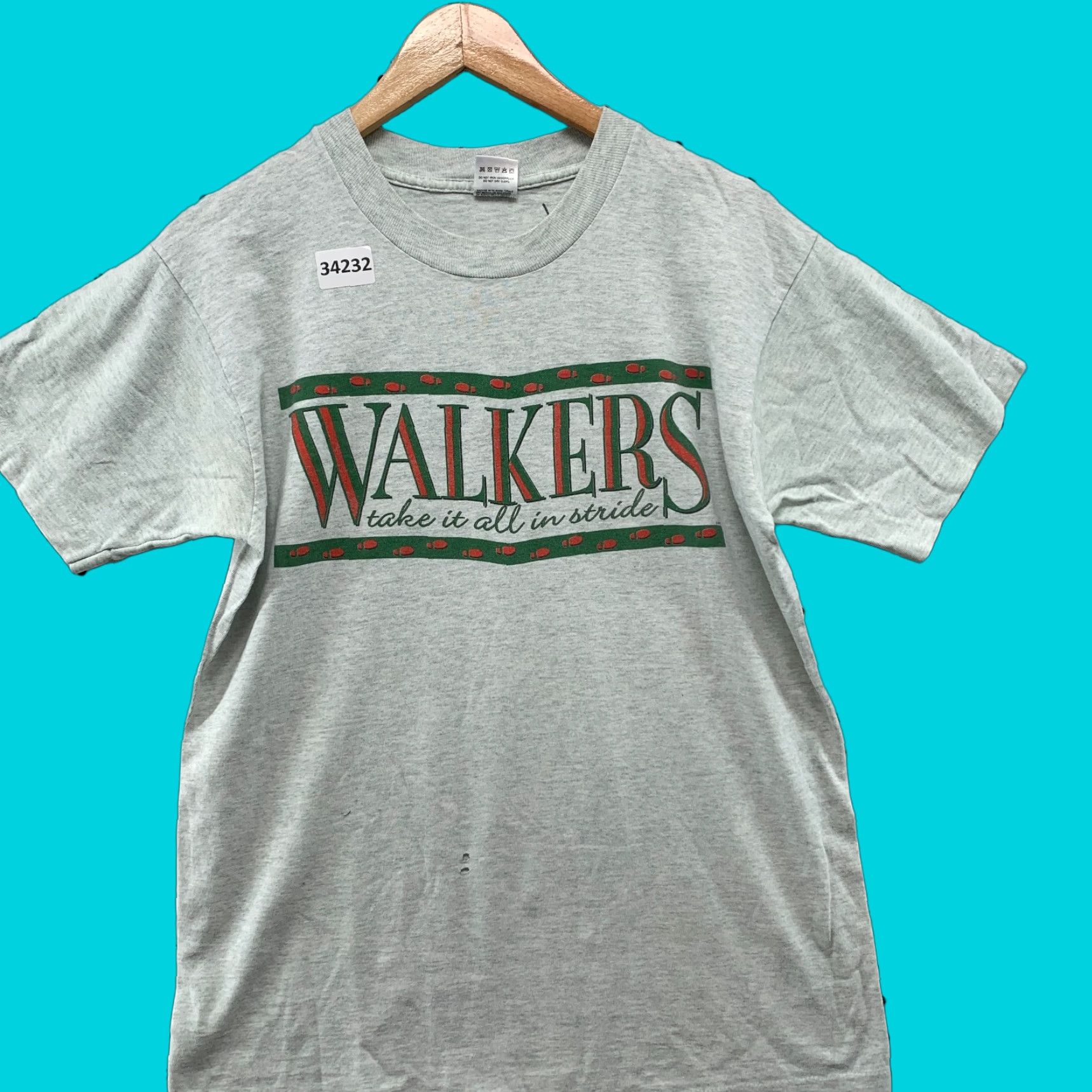 Fruit Of The Loom VINTAGE 90s Walkers Take It All With Stride Shirt Mens Mediu Gray Single Stitch Size US M / EU 48-50 / 2 - 1 Thumbnail