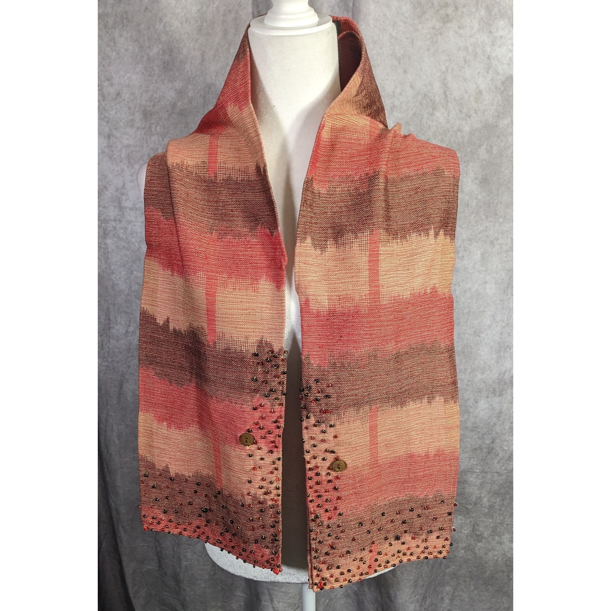 Other Nardas Handmade Ikat Scarf With Glass & Coconut Accents 100% Size ONE SIZE - 9 Thumbnail