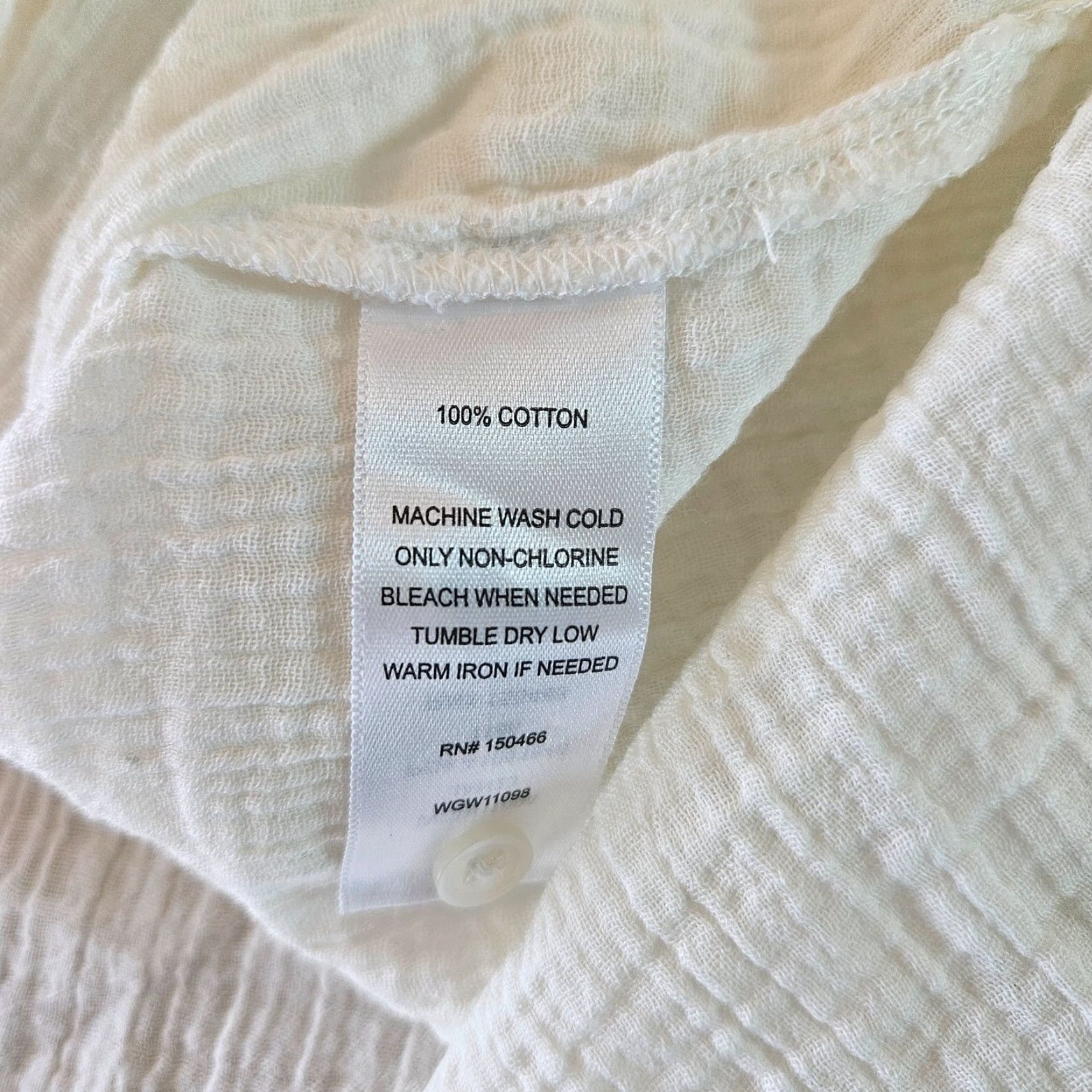 Market Market & Spruce Womens Blouse Shirt Long Sleeve Cotton White Medium Gauze Solid Ladies Womens Size M / US 6-8 / IT 42-44 - 4 Thumbnail