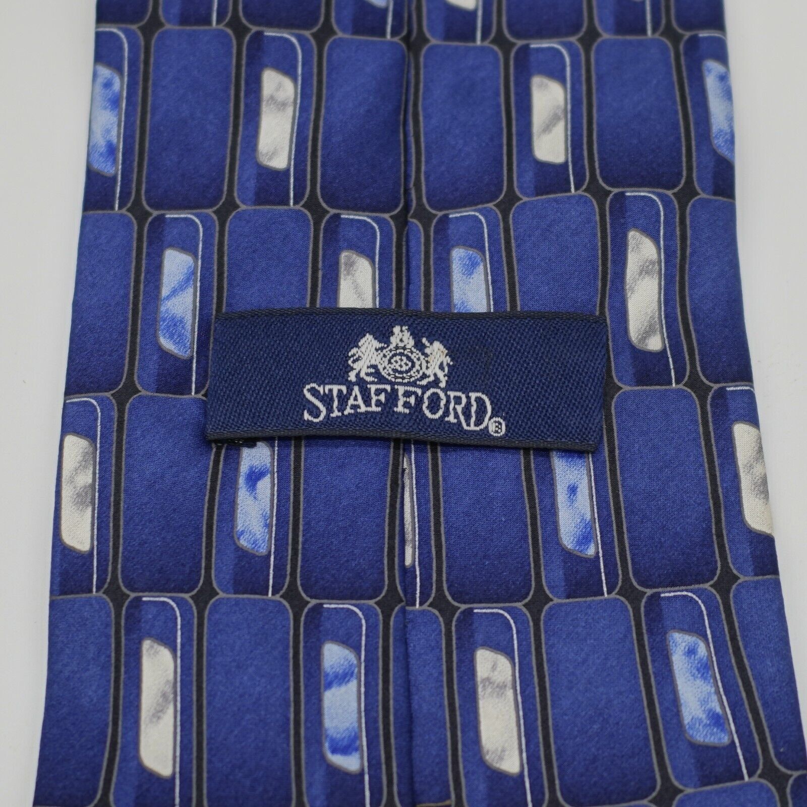 Stafford Stafford Blue Print Geometric Abstract Wide Silk Tie Size ONE SIZE - 3 Thumbnail