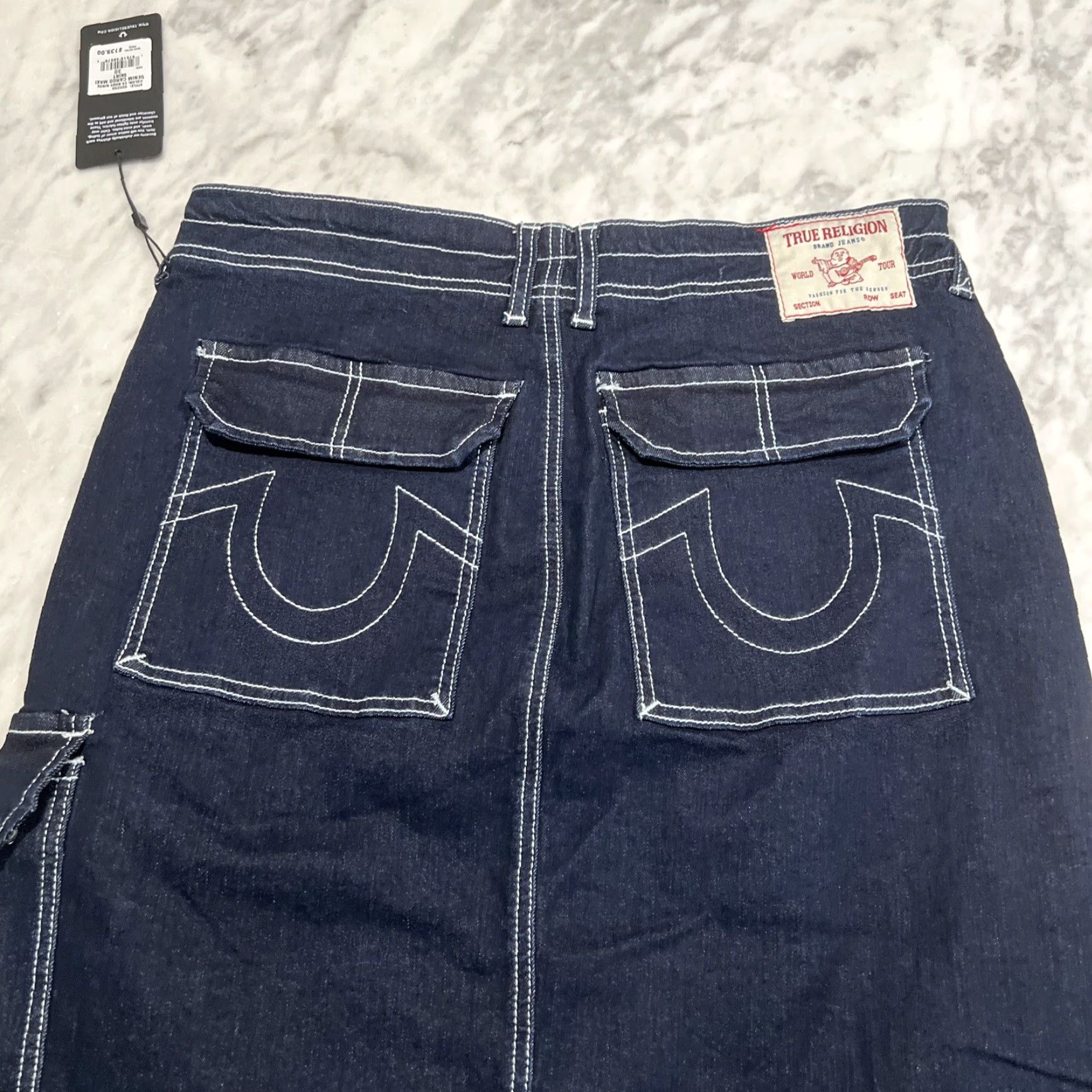 True Religion True Religion High Slit Denim Maxi Skirt Size 30 Dark Blue Wash Go West NWT Size 30" / US 8 / IT 44 - 5 Thumbnail