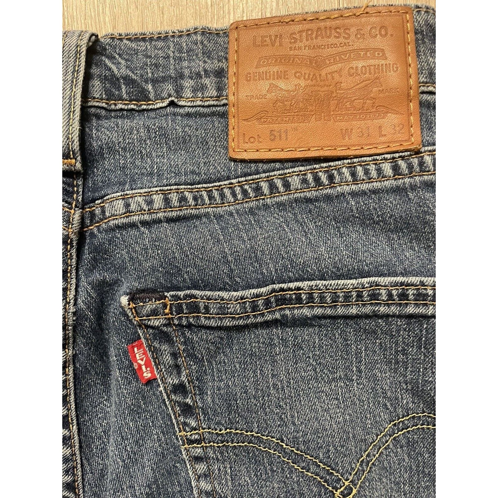 Levi's Levis Premium 511 Jeans Mens 31x32 Big E Tag Logo 99% Cotton Size US 31 - 3 Thumbnail