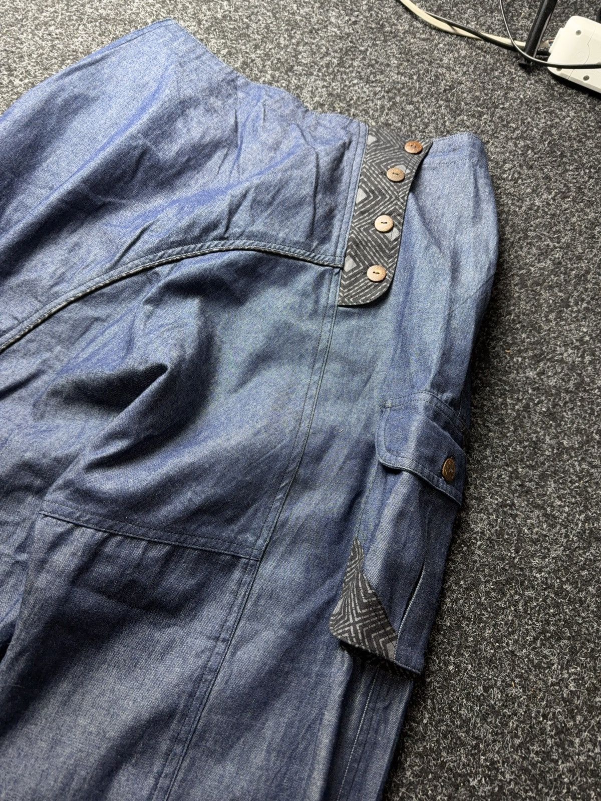 Avant Garde Japanese Denim Cargo Utility Asymmetric Pants