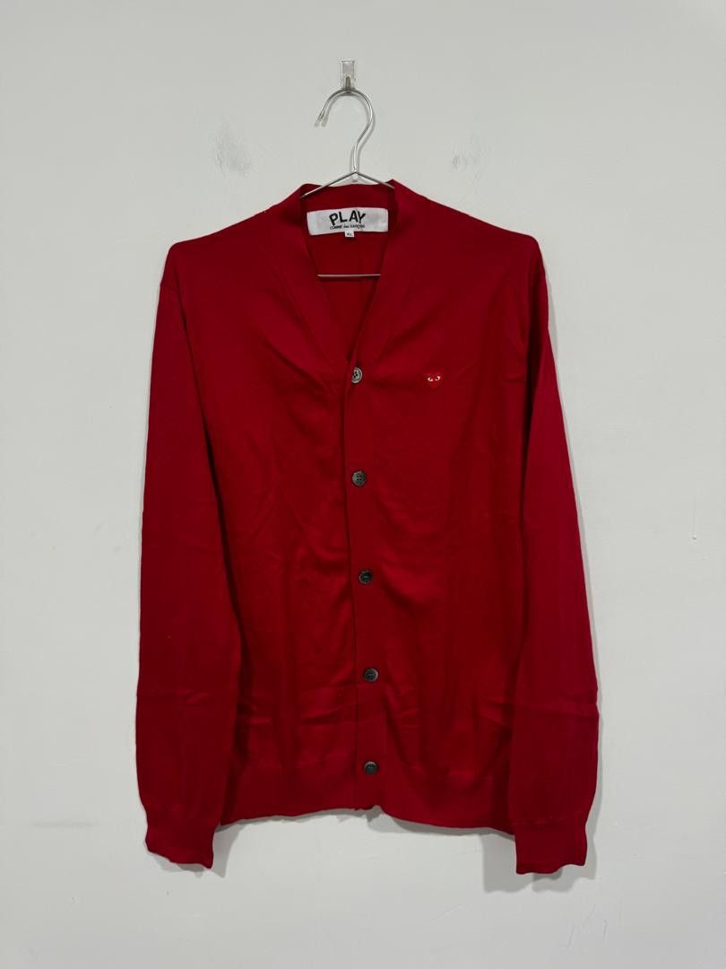 Comme des Garcons AD2015 CDG Play Heart Men's Red Cardigan Size US XL / EU 56 / 4 - 1 Thumbnail