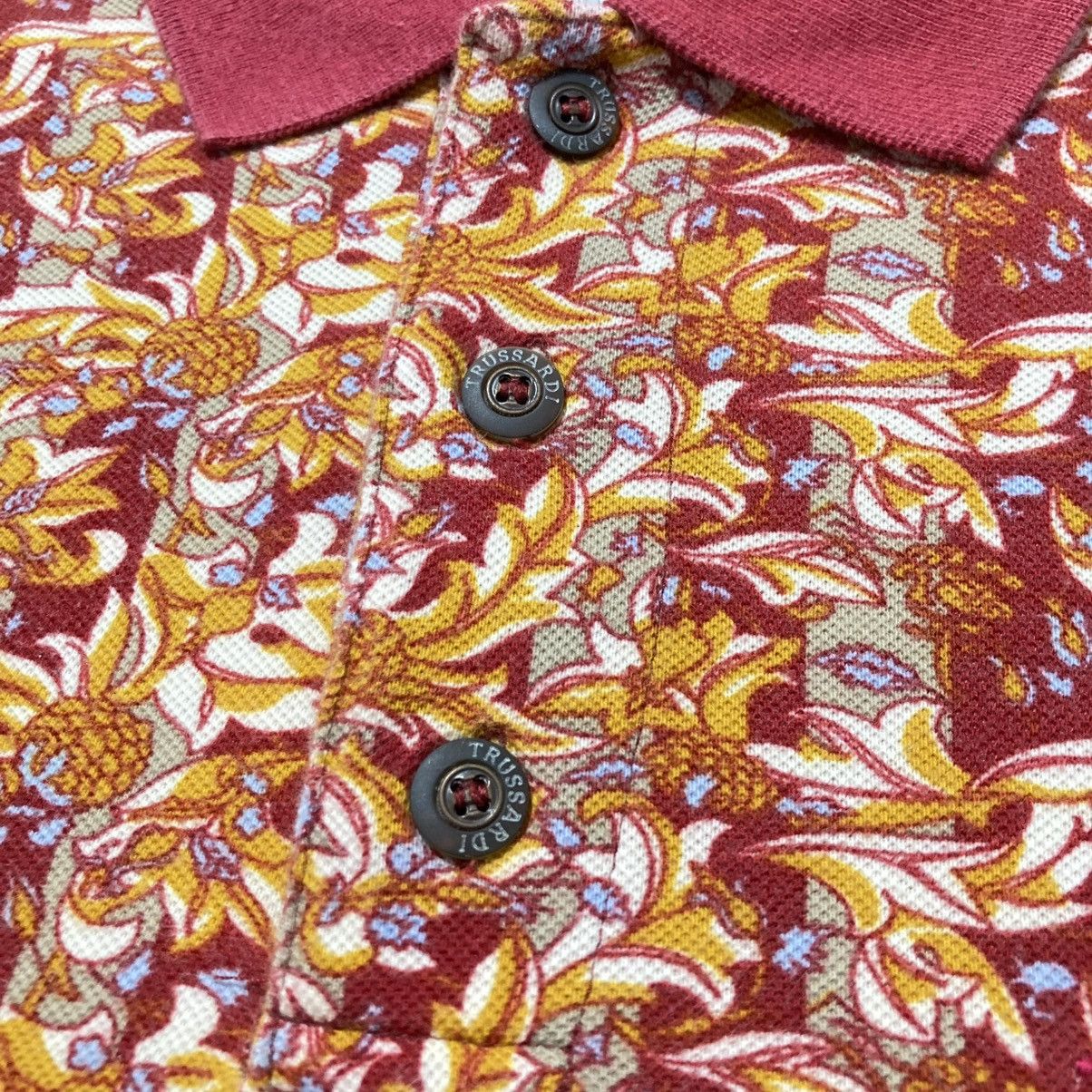 Trussardi 🇮🇹 1990s Vintage Trussardi Flower Motif Polo Tshirt Luxury Size US XL / EU 56 / 4 - 7 Thumbnail