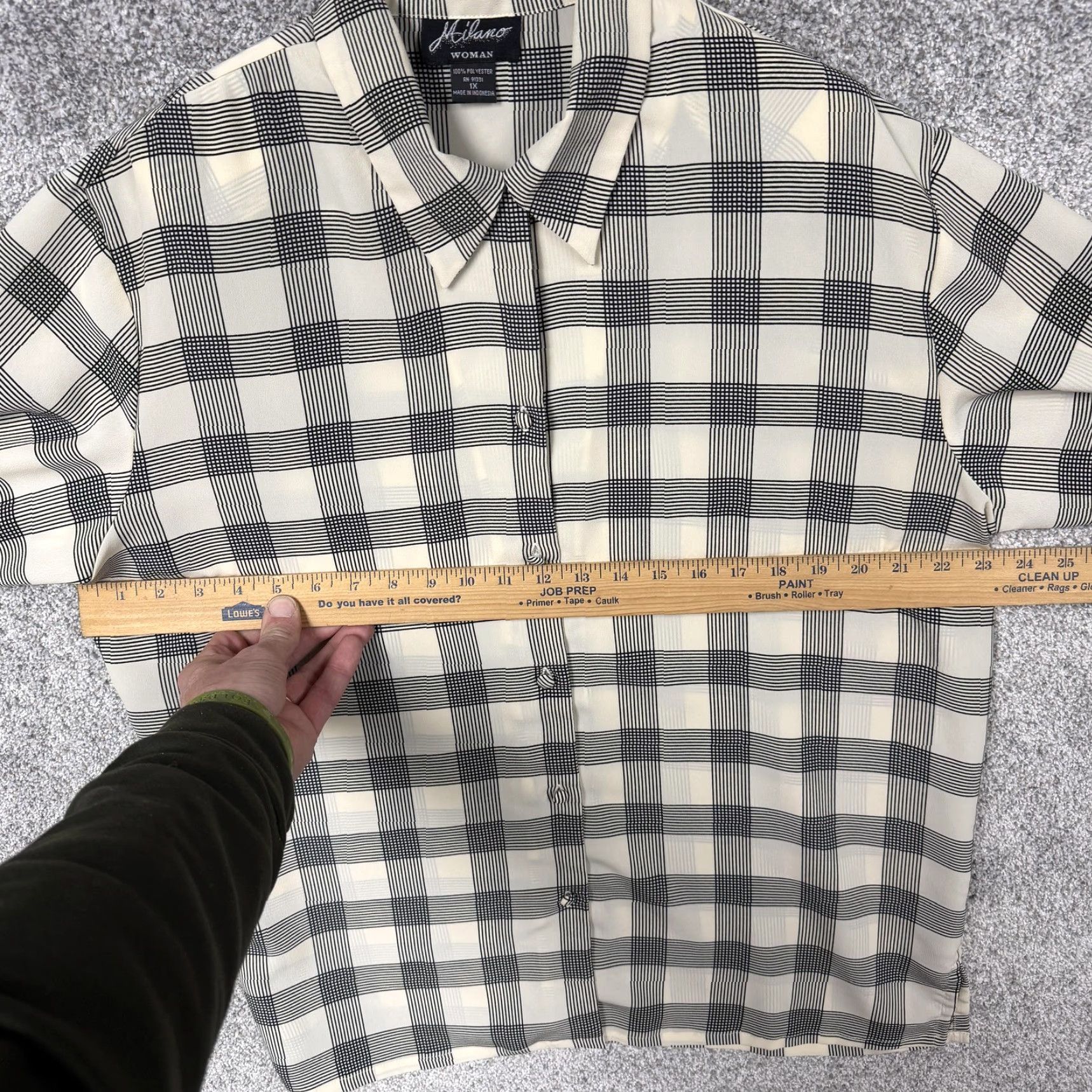 Vintage VINTAGE Milano Shirt Women 1X Plus Plaid Black Cream 90s Preppy Button-Up Long Sleeve Casual Vintage Size XL / US 12-14 / IT 48-50 - 4 Thumbnail
