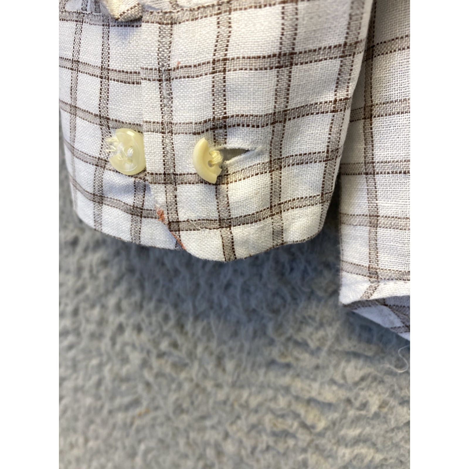 Faconnable VINTAGE Faconnable Men's Shirt Long Sleeve Casual Party XL Light Brown Check Cotton 90s City Size US XL / EU 56 / 4 - 6 Thumbnail