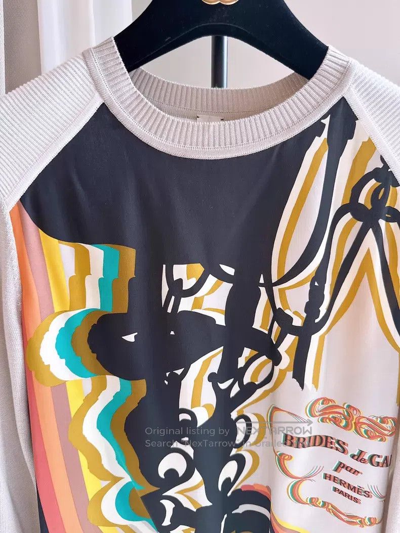 Hermes Hermes Colorful Silk and Colorful Knit Top Size XXS / US 00 / IT 34 - 2 Thumbnail
