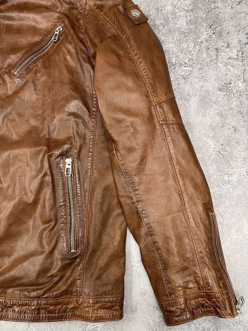 Milestone Milestone Vintage Men Leather Jacket Brown Zip Up Size US XL / EU 56 / 4 - 4 Thumbnail
