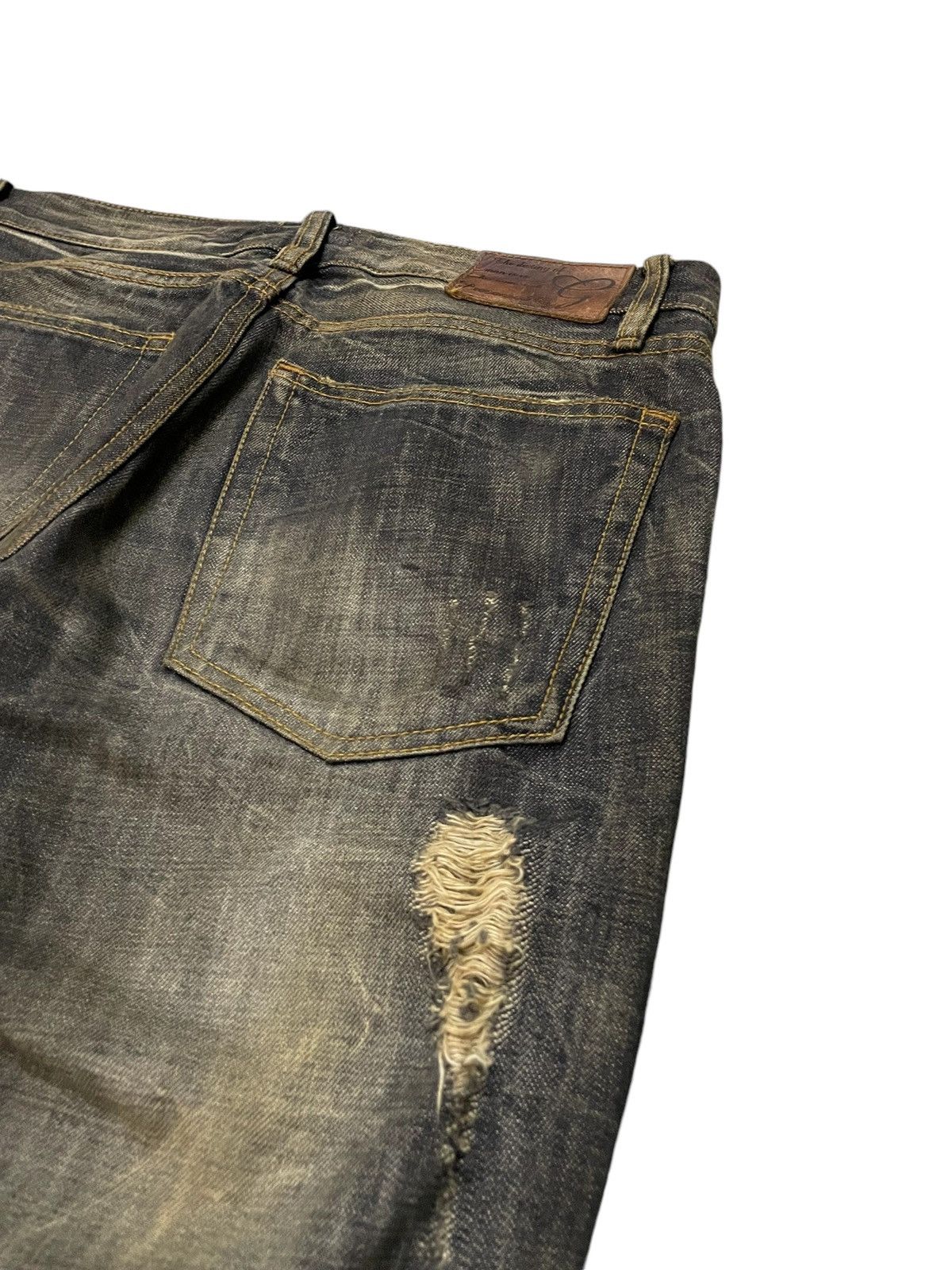Japanese Brand G.O.A Pierced & Studded Honeycomb Claw Mark Mud Flare Jeans Size US 30 / EU 46 - 16 Thumbnail