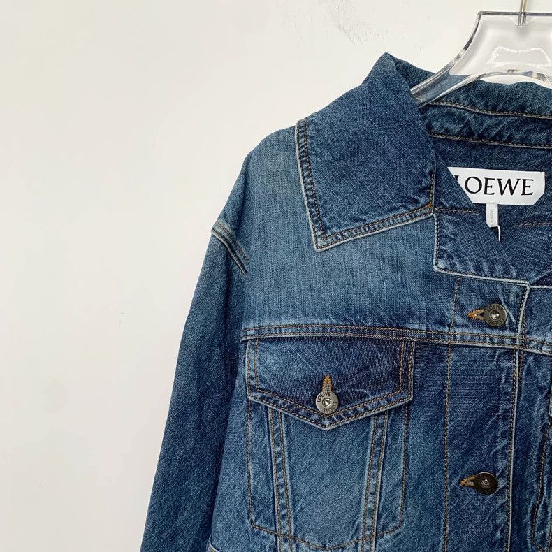 Loewe Loewe Dark blue cotton collar single row unisex denim coat Size XS / US 0-2 / IT 36-38 - 3 Thumbnail