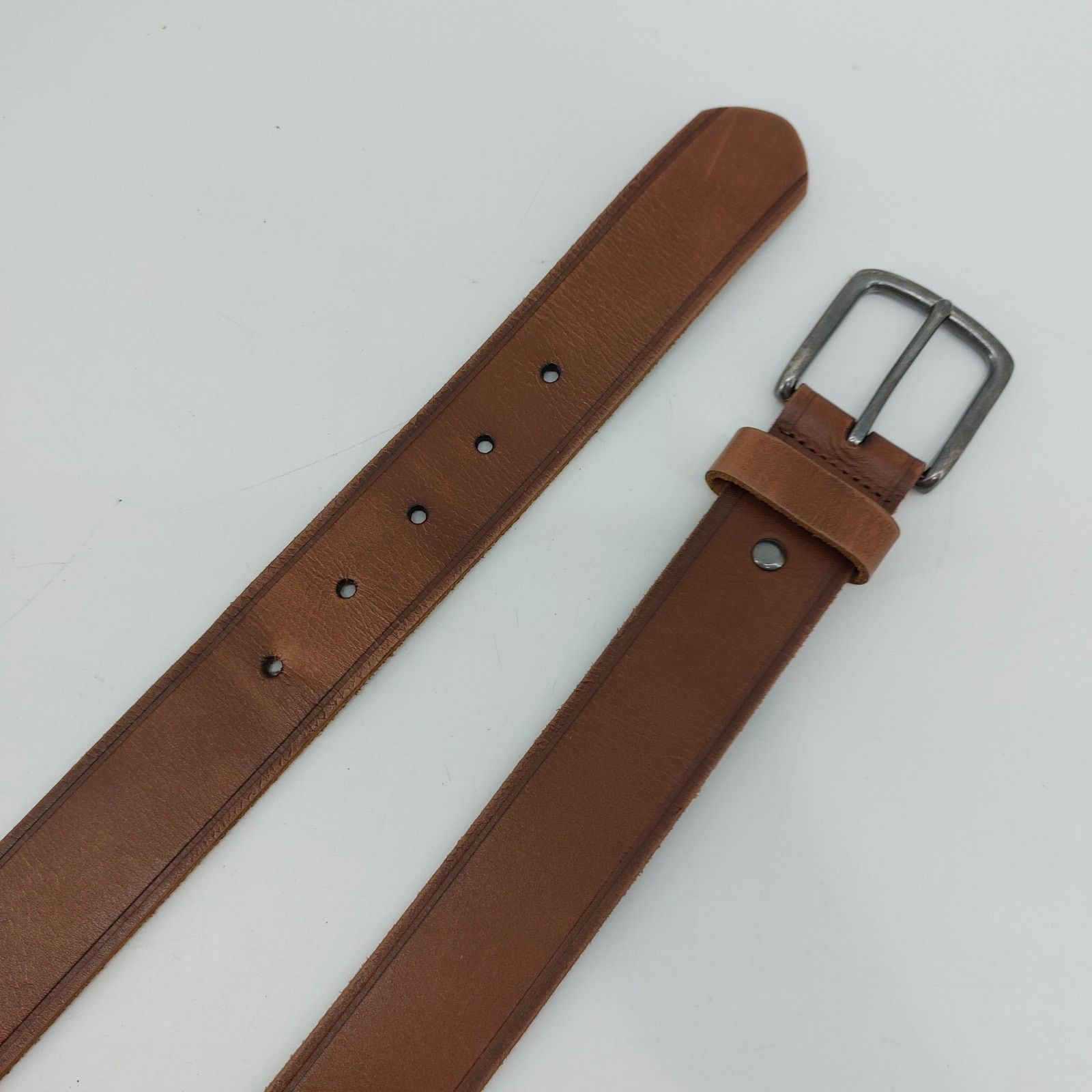 Wrangler Wrangler Mens Brown Leather Belt Sz 34 Silver 1 Prong Buckle Size 34 - 5 Thumbnail