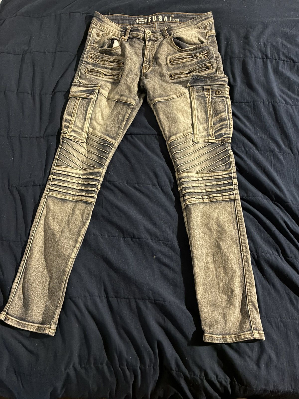 Other Skinny blue cargo biker jeans Size US 34 / EU 50 - 1 Thumbnail