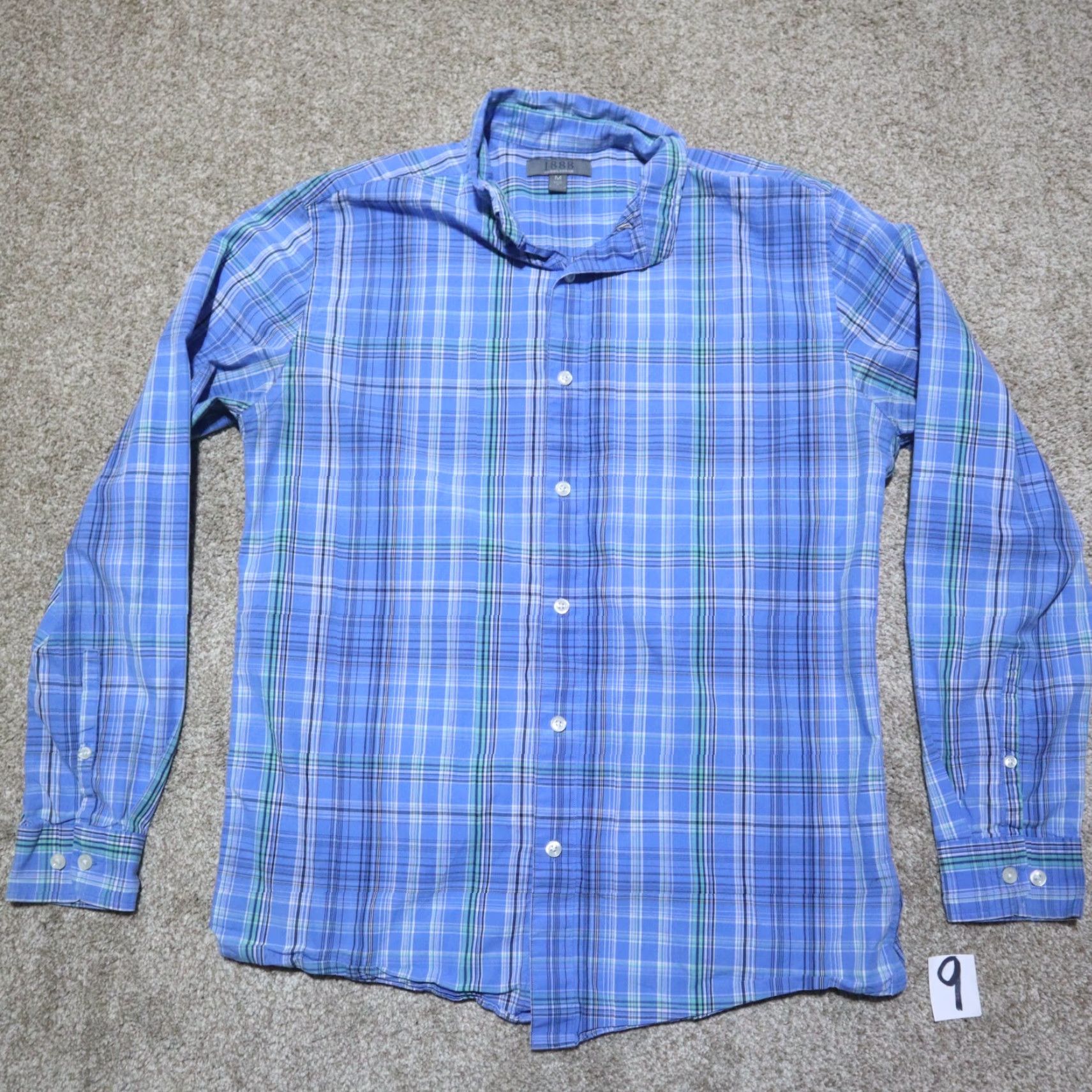 Vintage SADDLBRED Blue Plaid Button-Up Shirt Long Sleeve Men’s Medium Cotton Size US M / EU 48-50 / 2 - 2 Thumbnail