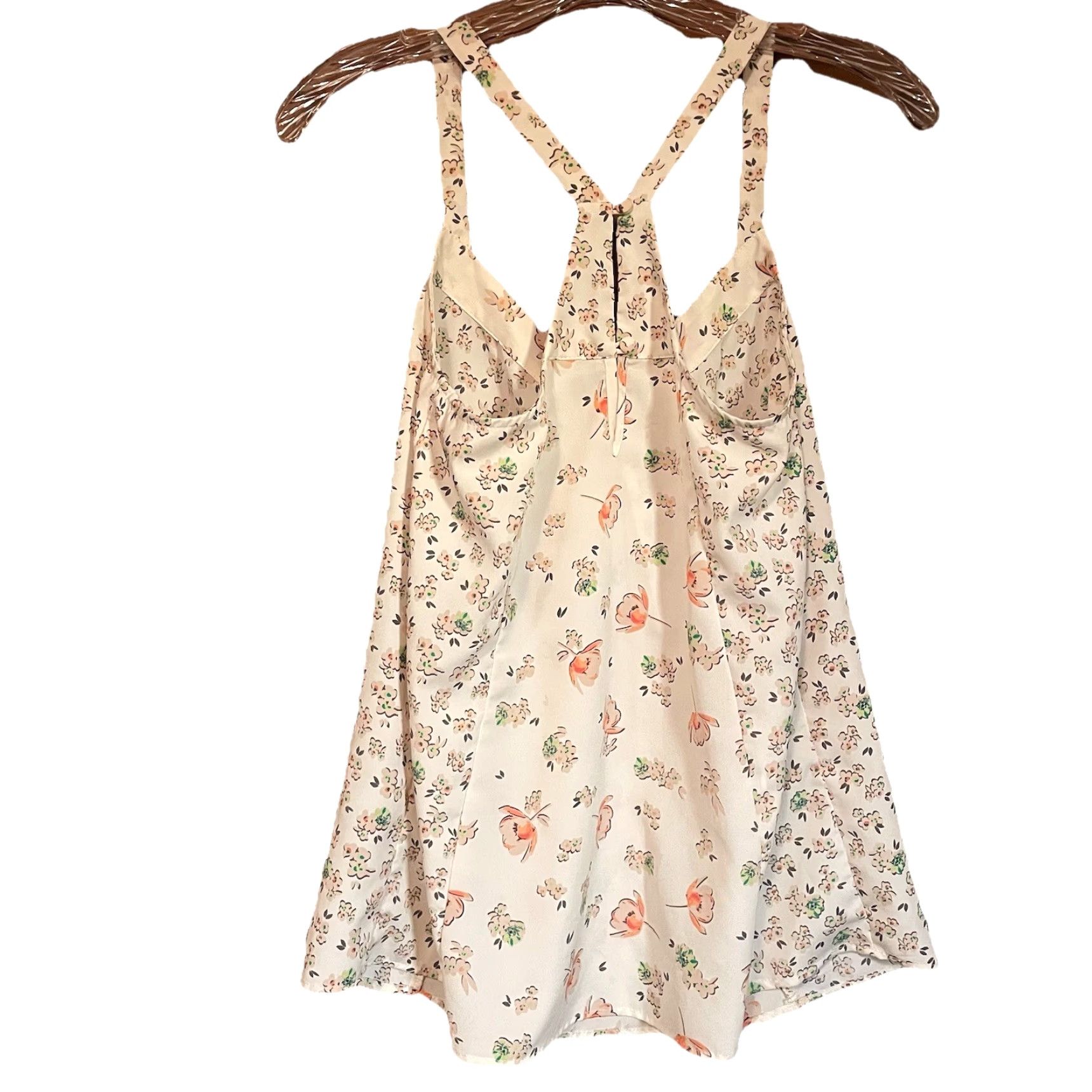 Vintage LC Lauren Conrad Top Women’s XS Ivory green peach Sleeveless Halter Floral Tank Size XS / US 0-2 / IT 36-38 - 3 Thumbnail