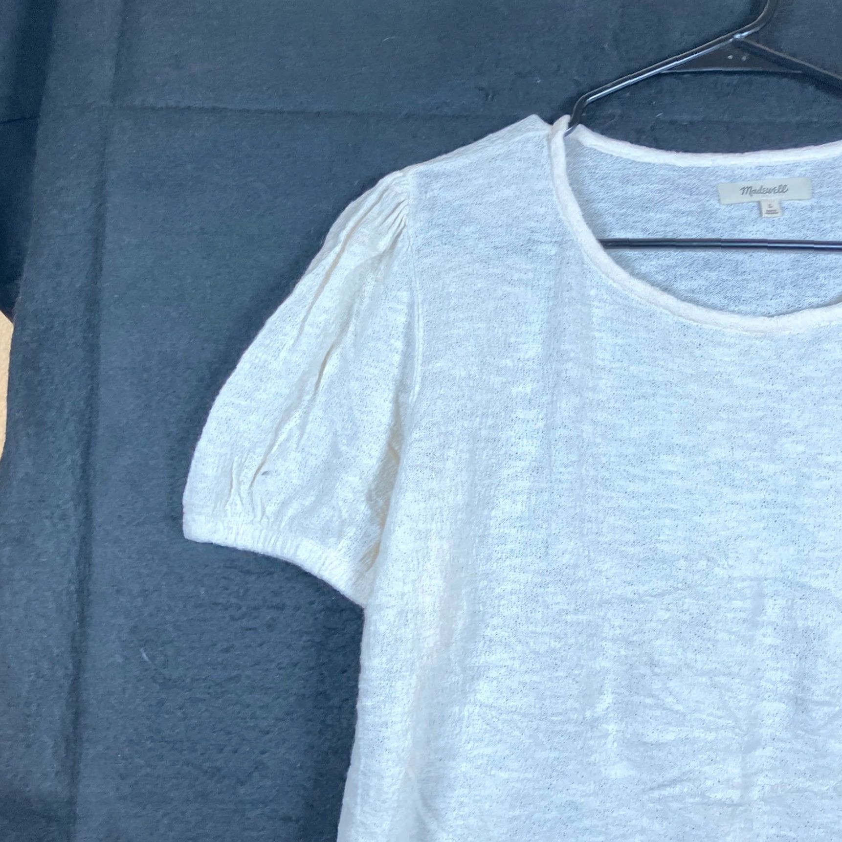 Madewell Madewell Blouse Womens Crew Neck Puff Short Sleeve 100% Cotton L Ivory/Cream Size L / US 10 / IT 46 - 4 Thumbnail