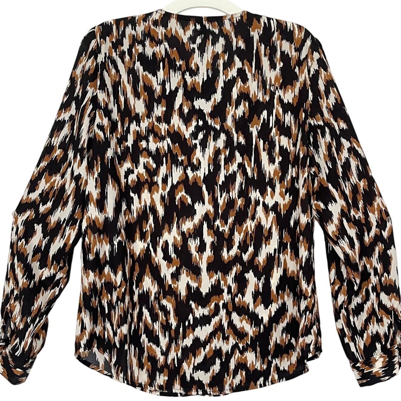 Jones New York Jones NY Long Sleeve Utility Blouse Caramel Black Small Size S / US 4 / IT 40 - 2 Thumbnail