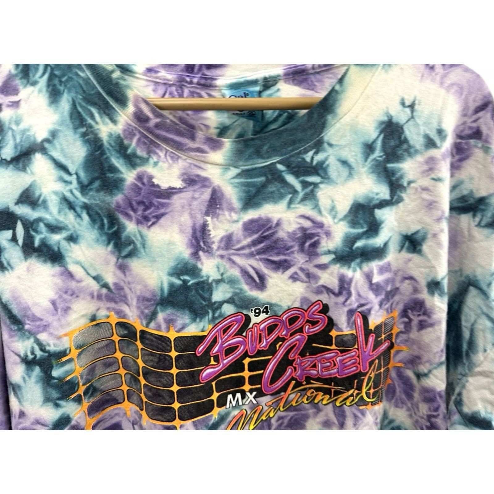 Vintage RARE VTG 90s Budds Creek MX Nationals Motocross Dirt Bike Tie Dye T-Shirt XL Men Cal Cru Size US XL / EU 56 / 4 - 6 Thumbnail