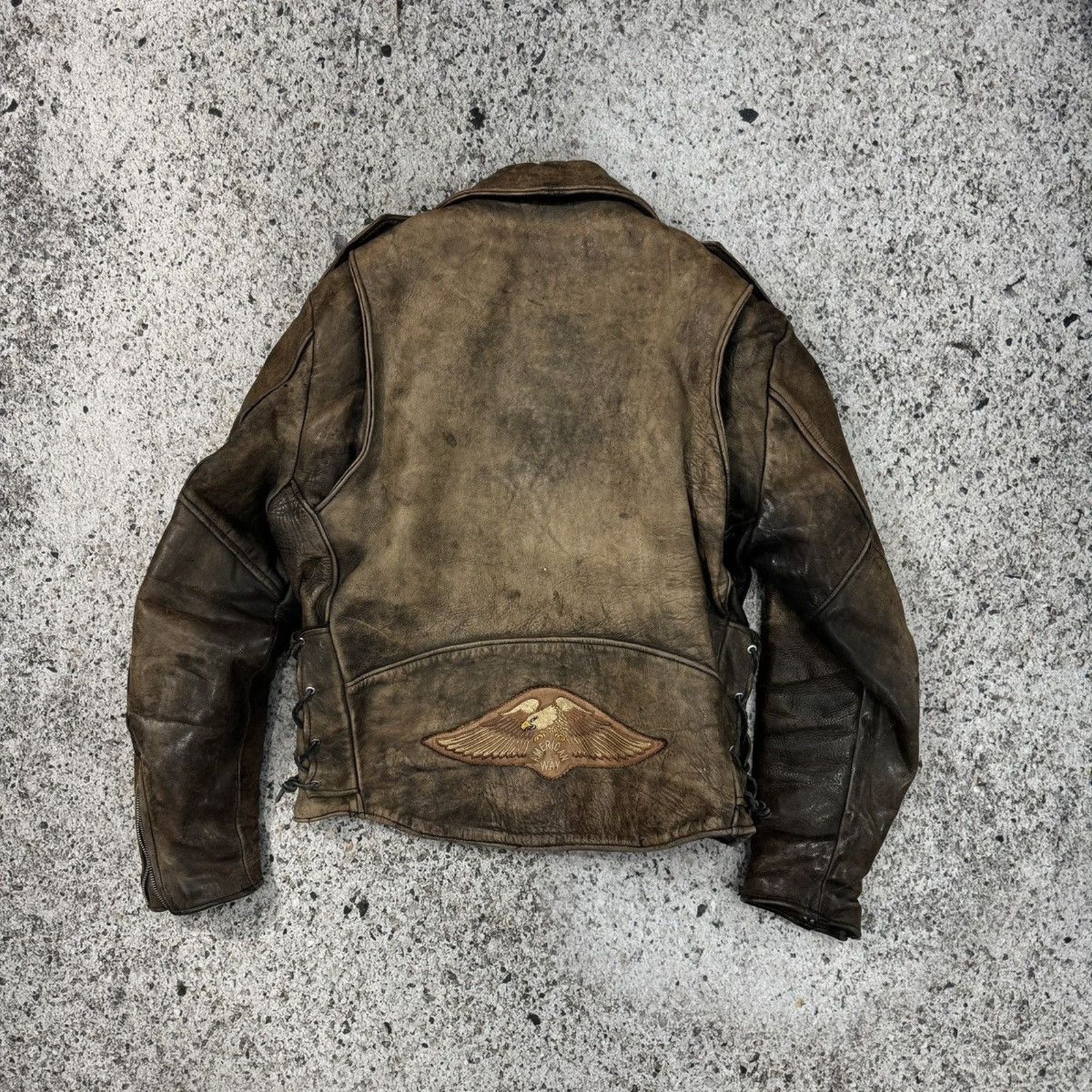 Vintage 90s Aged Faded Leather Motorcycle Jacket ERD Grunge Biker Size US L / EU 52-54 / 3 - 13 Thumbnail