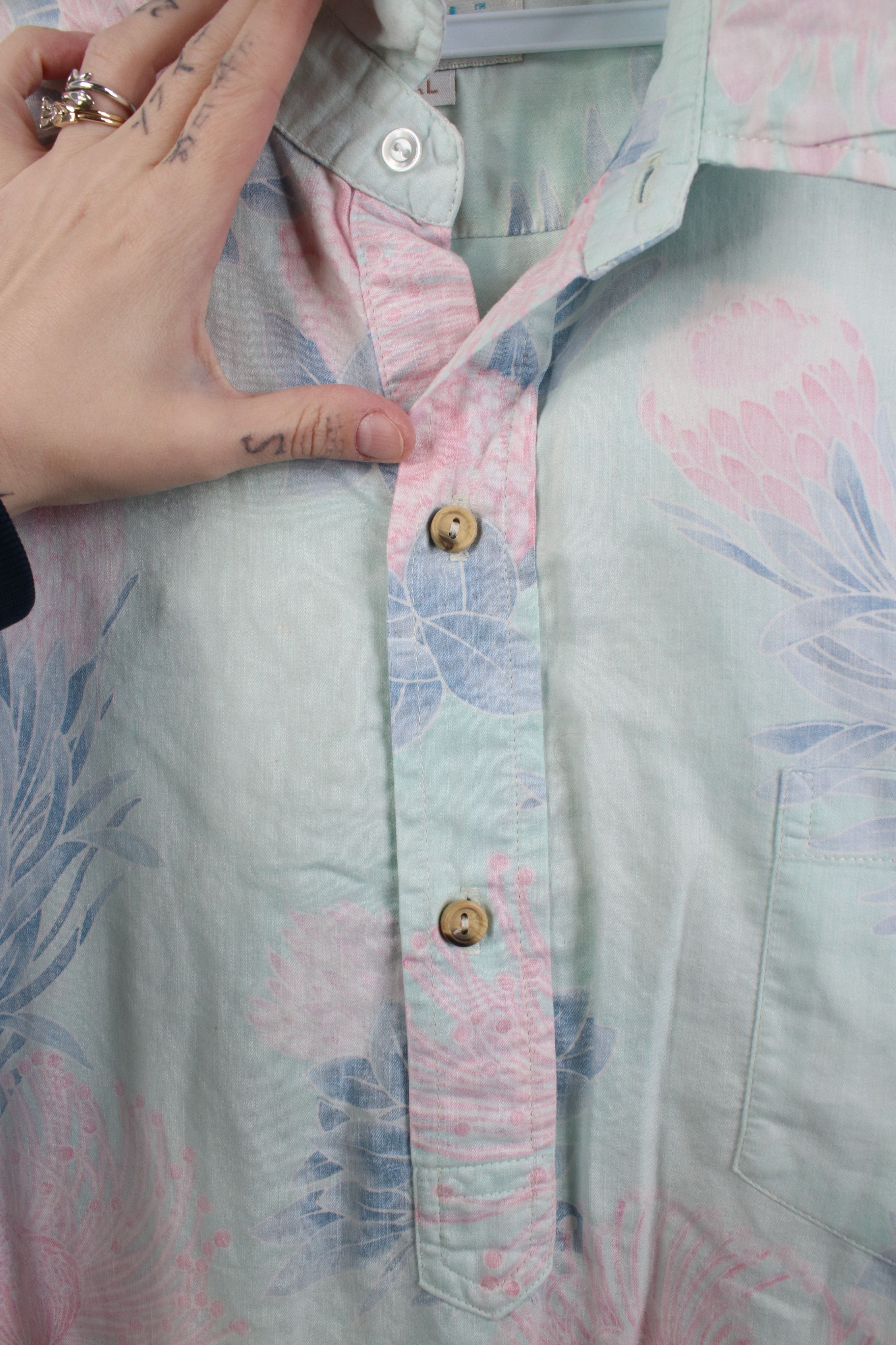 Vintage Vintage 90s Streetwear Flower Button Down Polo Shirt USA Size US XL / EU 56 / 4 - 5 Thumbnail