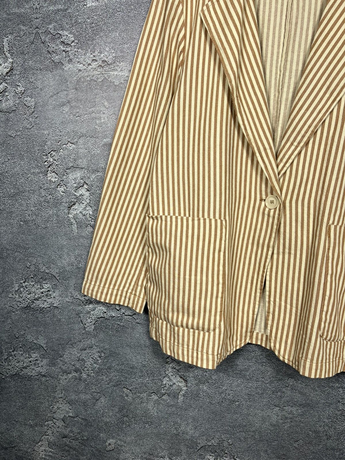 Aspesi Aspesi One Button Striped Cotton Blazer Jacket Size US M / EU 48-50 / 2 - 3 Thumbnail
