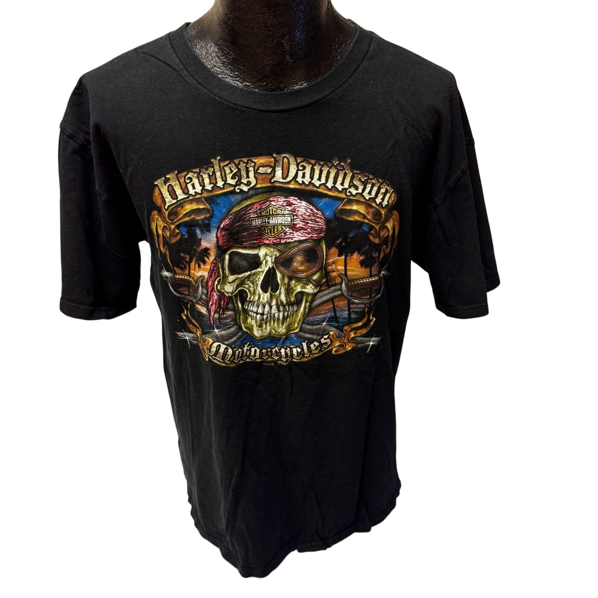 Harley Davidson Motorcycle ORLANDO Florida PIRATE Skull & Swords Biker Shirt Size US XL / EU 56 / 4 - 3 Thumbnail