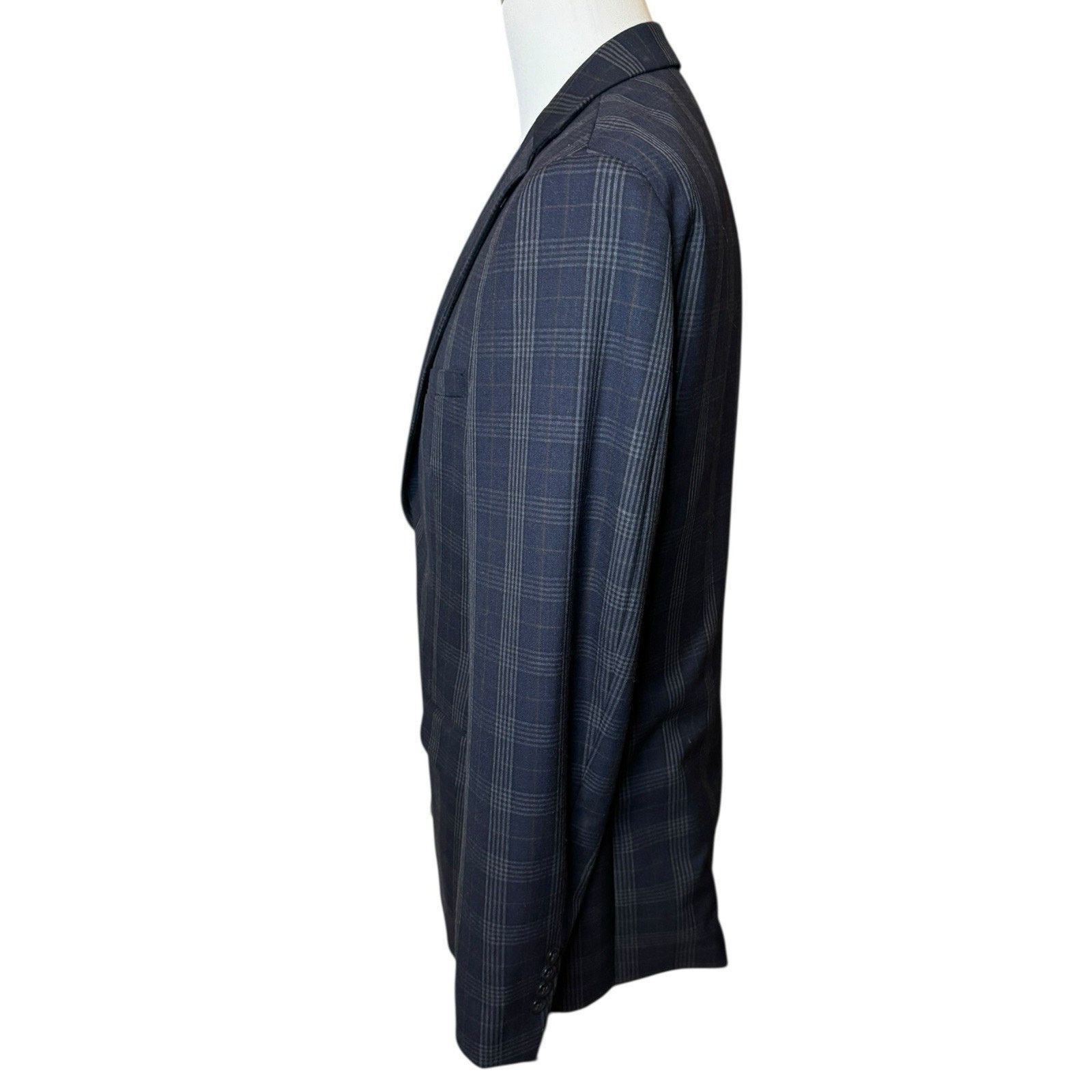 Tallia Tallia Classic Fit Suit Jacket Blazer Navy Blue Multiplaid Size 42L - 4 Thumbnail