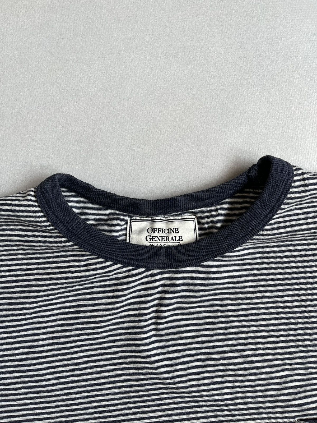 Officine Generale Officine Generale Women Blue & White Short Sleeve Striped Size M / US 6-8 / IT 42-44 - 2 Thumbnail