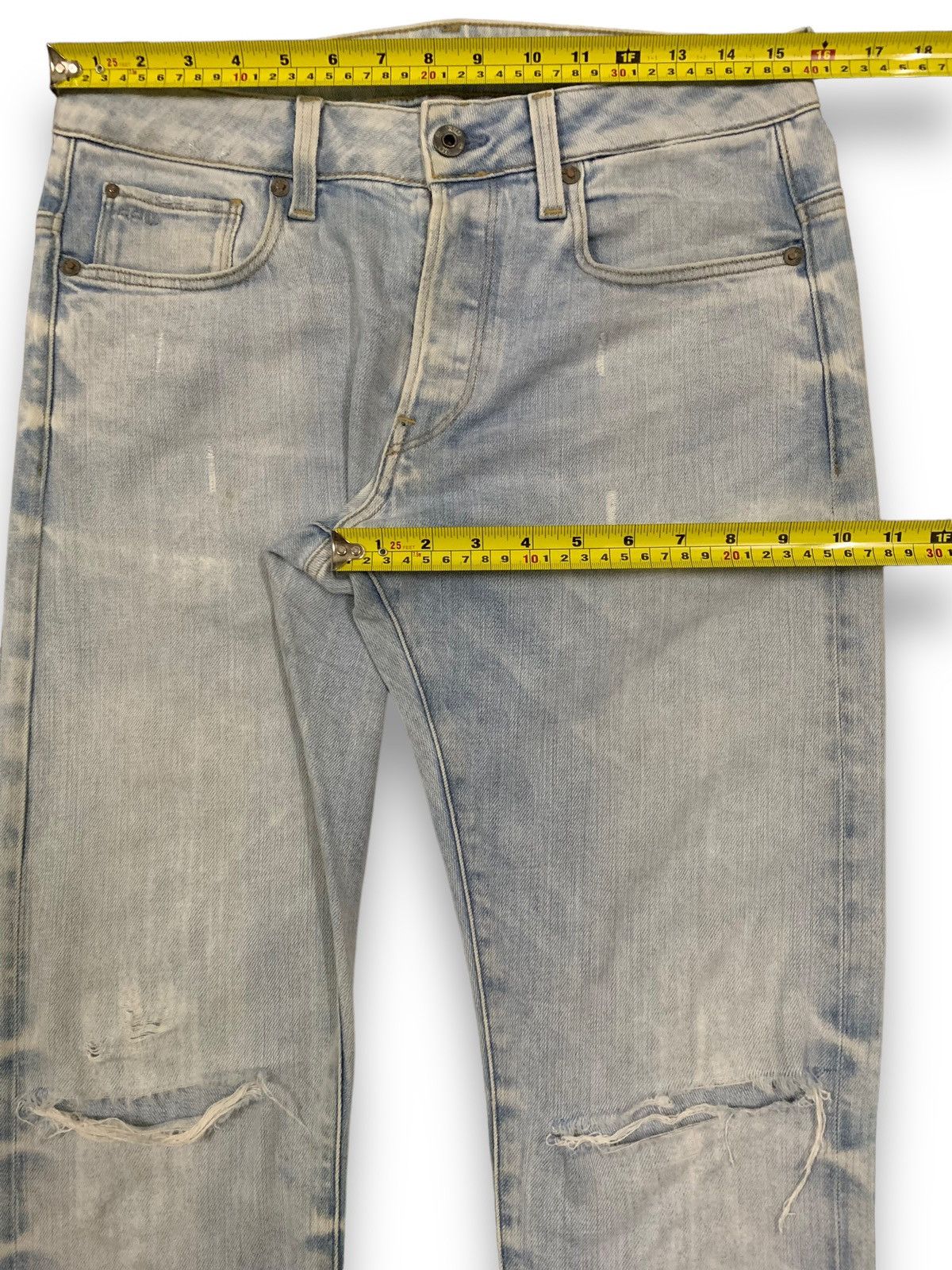 G-Star Vintage G-Star Raw Blue Washed Distressed Grunge Jeans Size US 31 - 17 Thumbnail