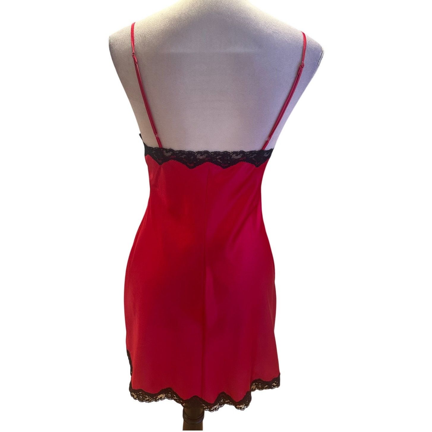 Victoria's Secret Victoria's Secret Satin Red Slip Dress With Black Lace S Size ONE SIZE - 5 Thumbnail