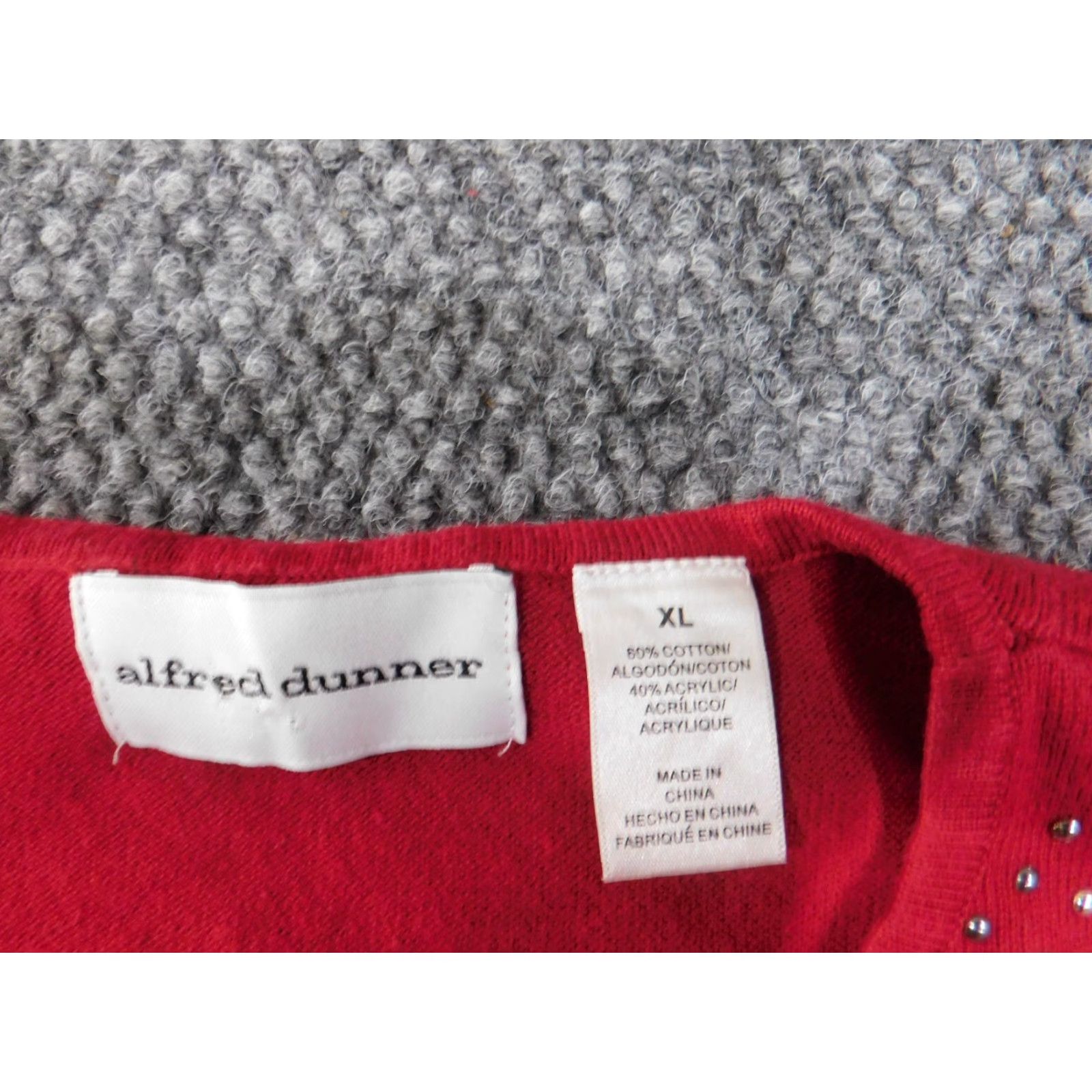 Vintage Alfred Dunner Sweater XL Red Geometric Knit Pullover Raglan Crew Neck Long Sleeve Women Size XL / US 12-14 / IT 48-50 - 6 Thumbnail
