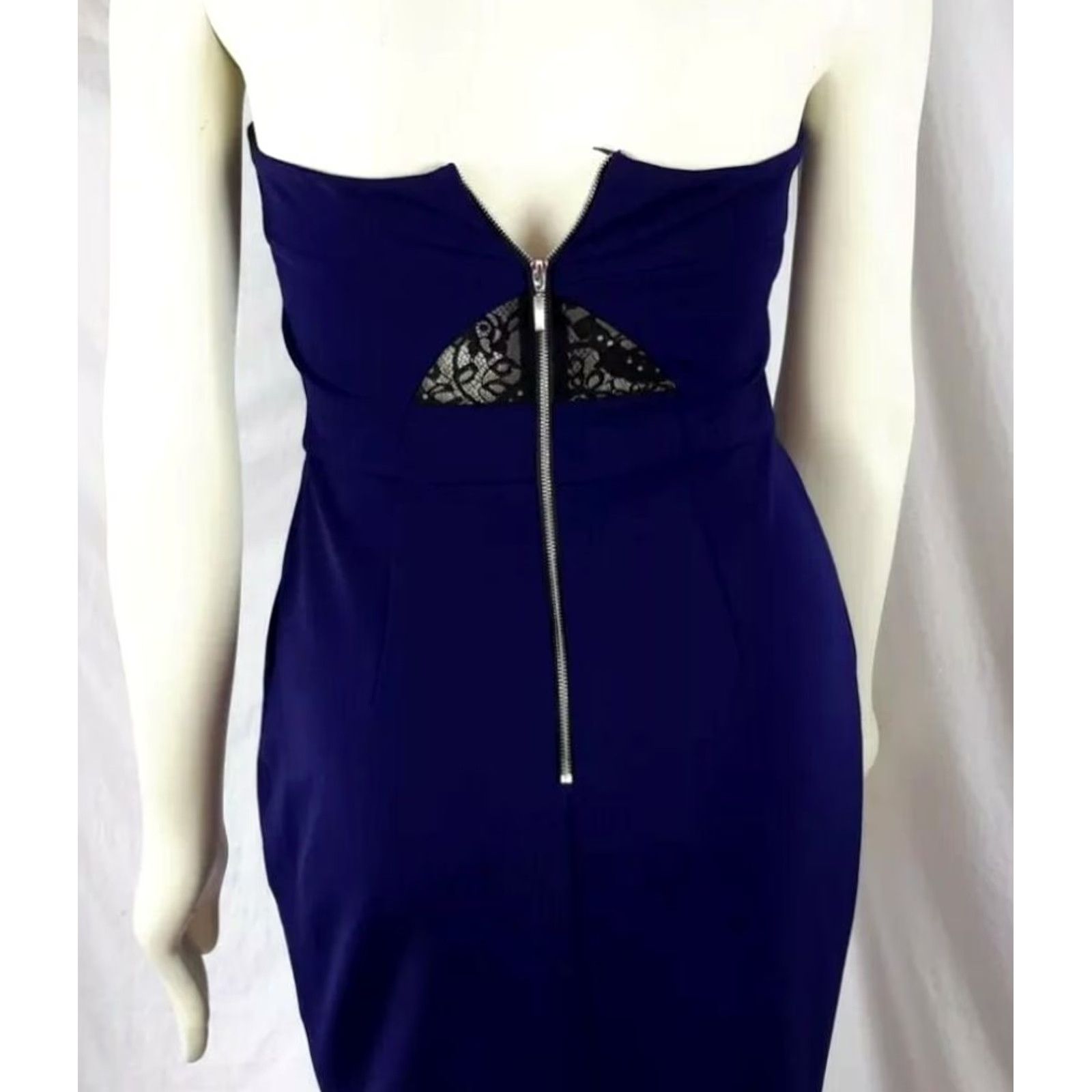 Express Express Womens Strapless Party Dress 6 Blue NWT Sleeveless Zip Short Sheath Lace Polyester Blend Concert Holiday VINTAGE No (adjusted: no) Size M / US 6-8 / IT 42-44 - 4 Thumbnail
