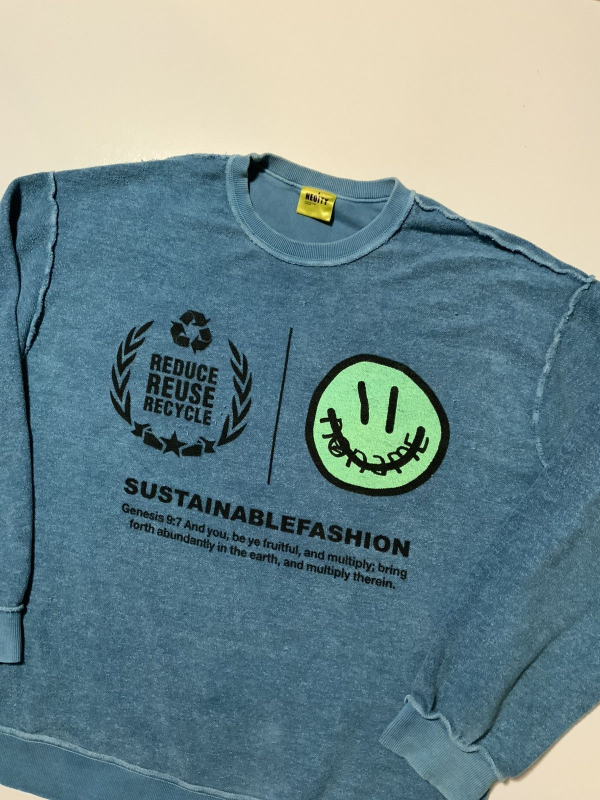 Other Neoity Recycle Sustainable Knit Woven Smiley Face Sweatshirt Size US XL / EU 56 / 4 - 3 Thumbnail