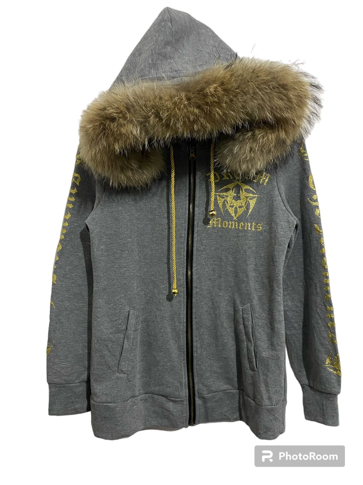 image of Beauty Beast x Ppfm Japanese Poem Gold Furhoodie Archived Style Lgb Ifsixwasnine in Grey (Size Smal