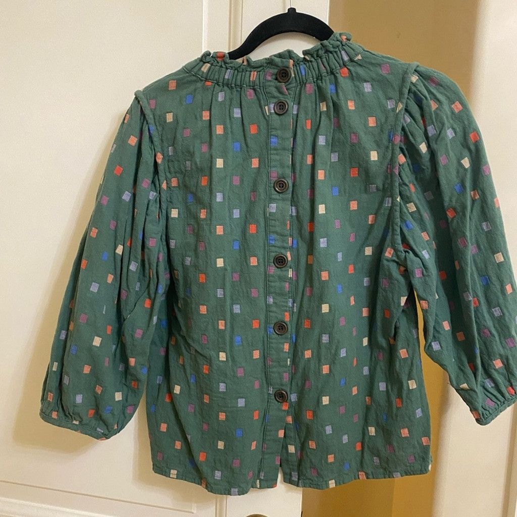 Anthropologie Anthropologie RO & DE Isabetta Button Back Green Blouse Size S / US 4 / IT 40 - 4 Thumbnail