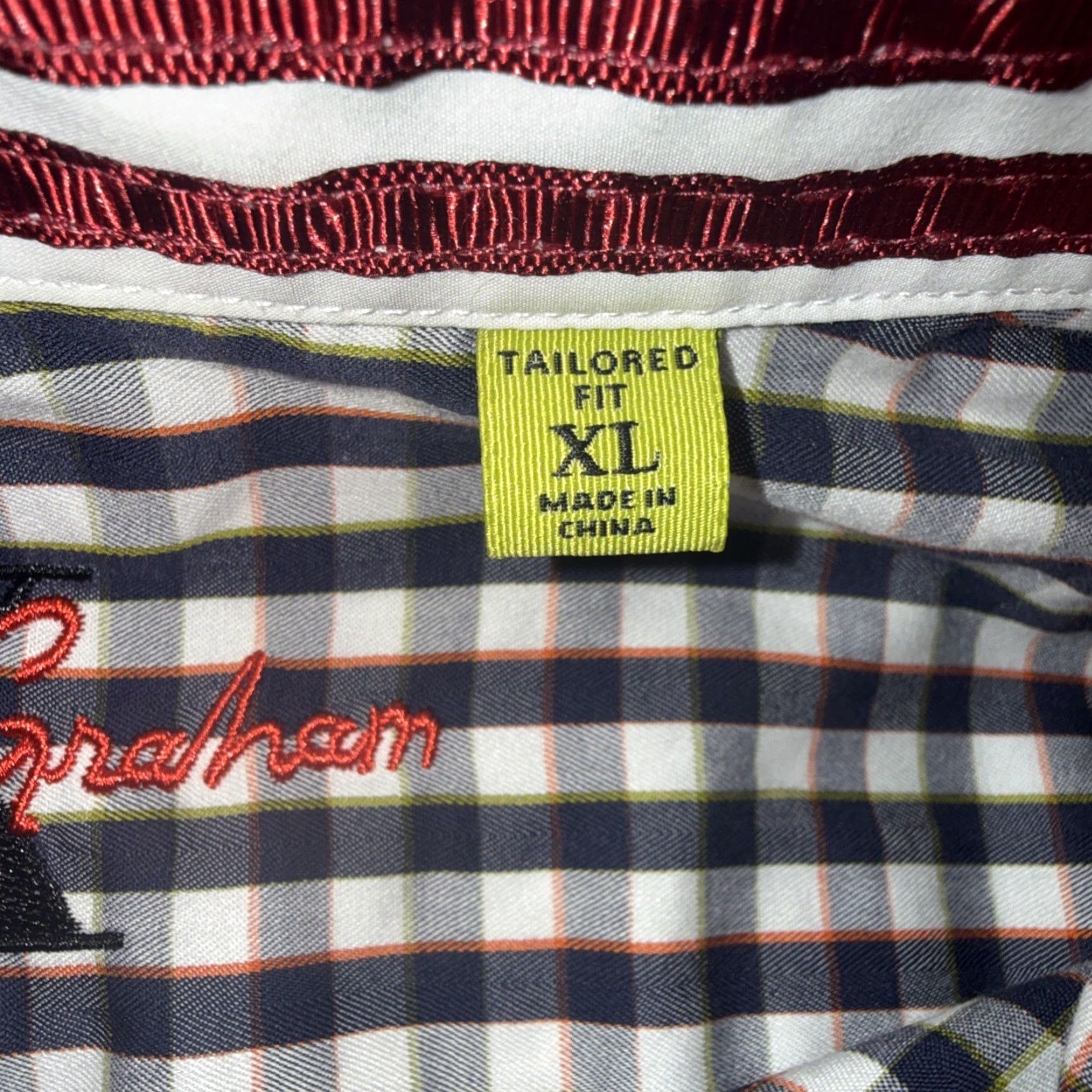 Robert Graham VINTAGE Robert Graham X Tailored Fit Blue White Plaid Cotton Embroidered Shirt XL Size US XL / EU 56 / 4 - 4 Thumbnail