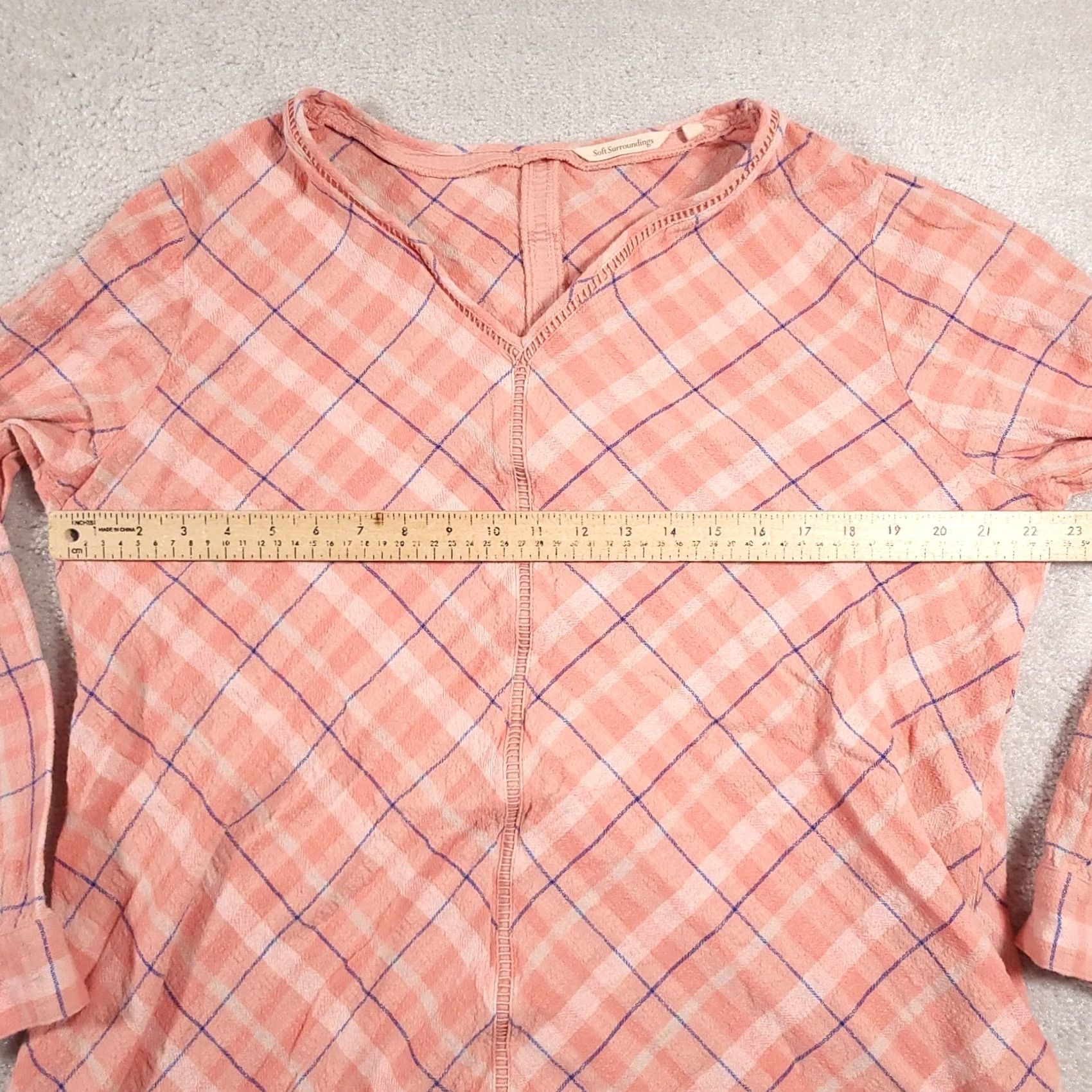 Soft Surroundings Soft Surroundings Gauzy Tunic Shirt Womens 1X Plus Coral Pink Beach V-Neck Shirt Size XL / US 12-14 / IT 48-50 - 6 Thumbnail