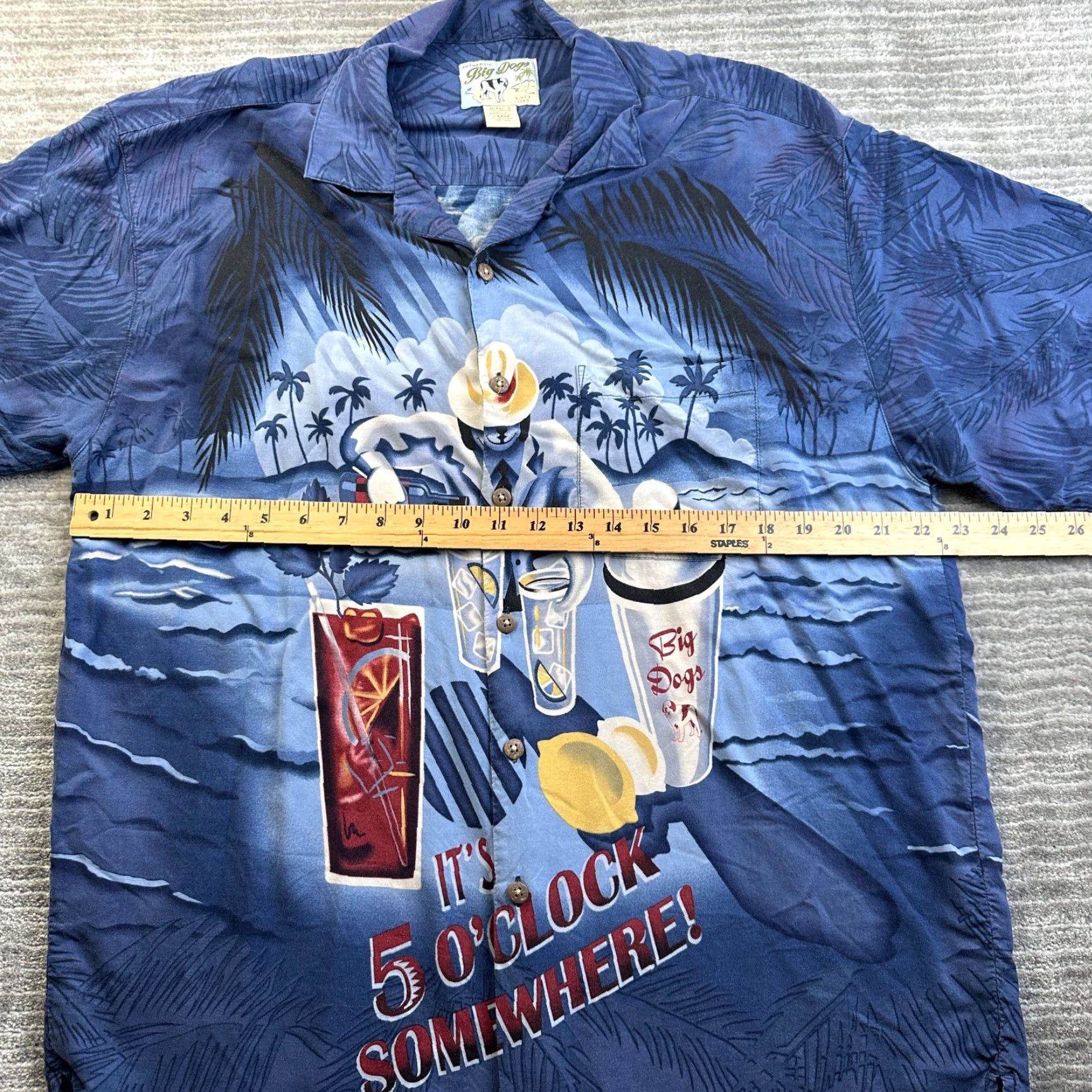 Big Dogs VINTAGE Big Dogs Shirt Mens Large Blue 5 O'clock Graphic Print Bowling Button Size US L / EU 52-54 / 3 - 6 Thumbnail