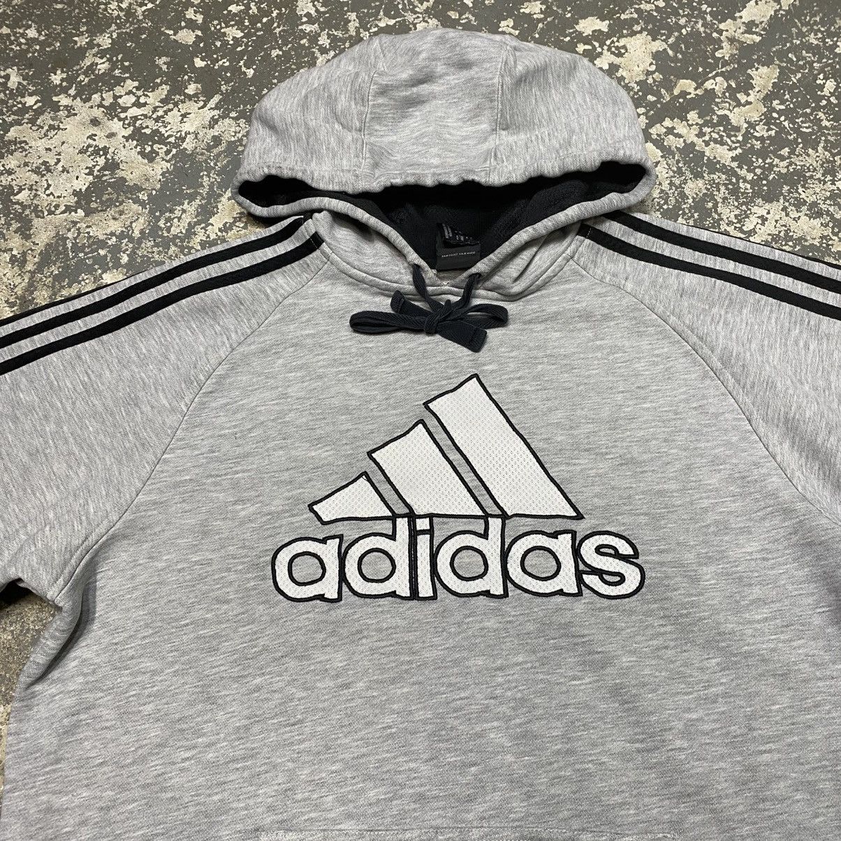 Adidas × Vintage Vintage Adidas 3 Stripe Grey Hoodie Sweatshirt Size US M / EU 48-50 / 2 - 10 Thumbnail