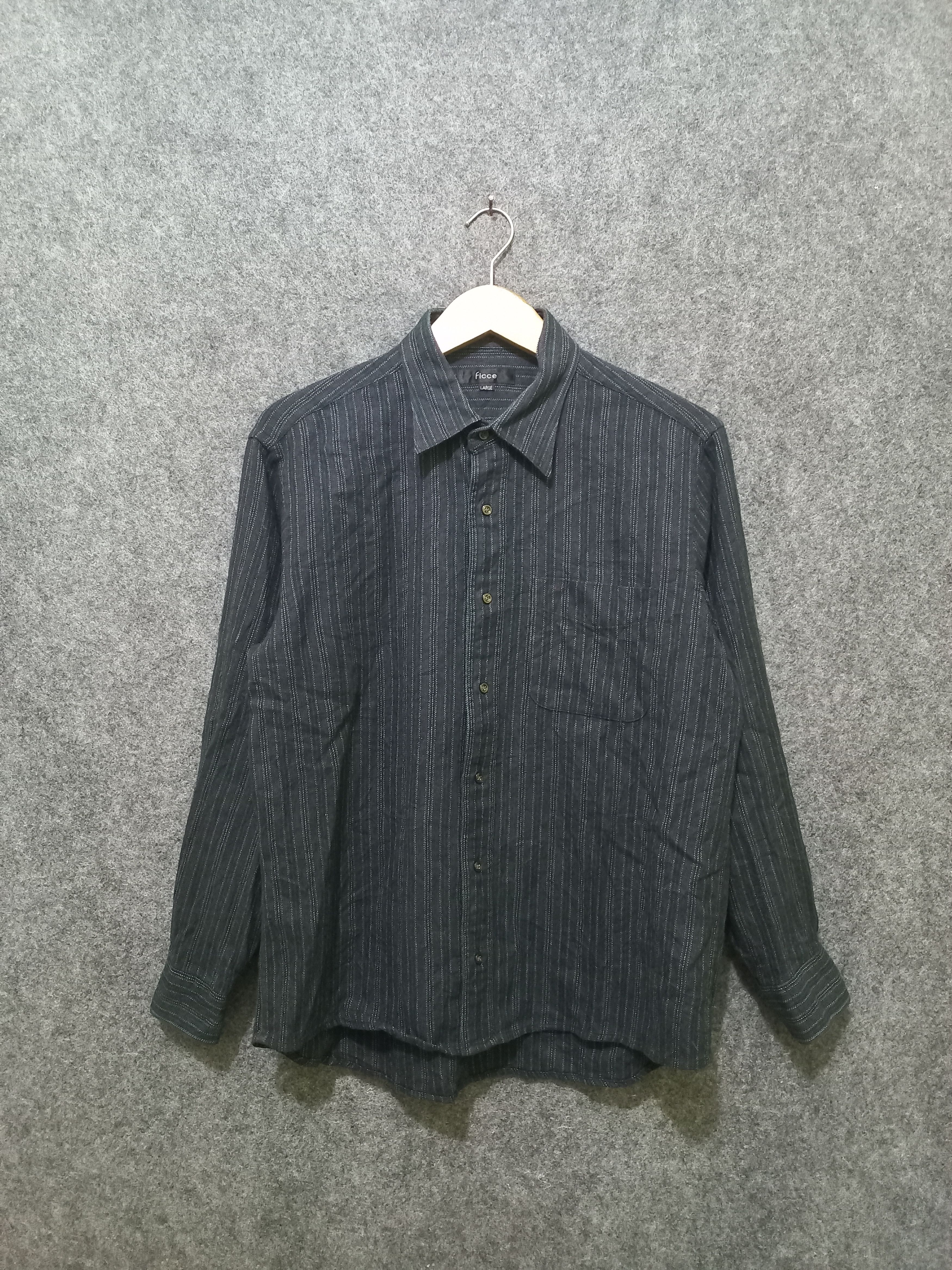 image of Ficce Yoshiyuki Konishi Shirt (Buttons Up) in Green White Red, Men's (Size Large)