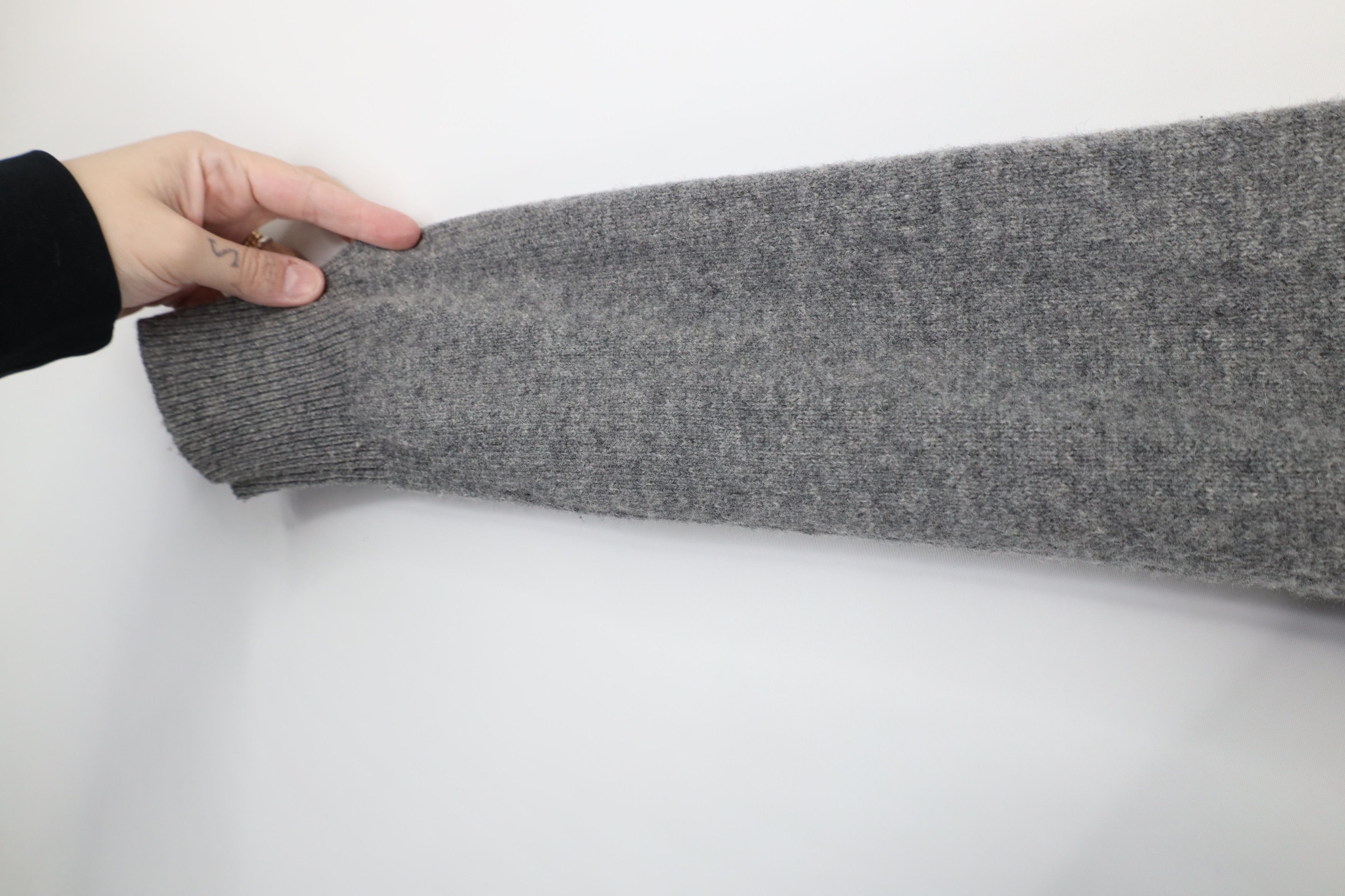J.Crew × Vintage Vintage J Crew Wool Knit Shawl Collar Henley Sweater Gray Size US M / EU 48-50 / 2 - 7 Thumbnail