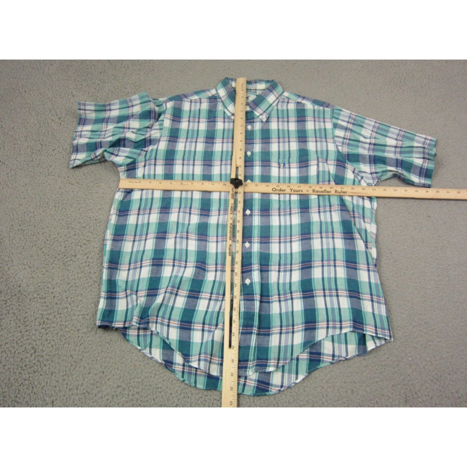 Vintage Flying Scotsman Shirt XL Blue Plaid Mens Button-Up Short Sleeve 90s Casual Cotton Made in USA Size US XL / EU 56 / 4 - 5 Thumbnail