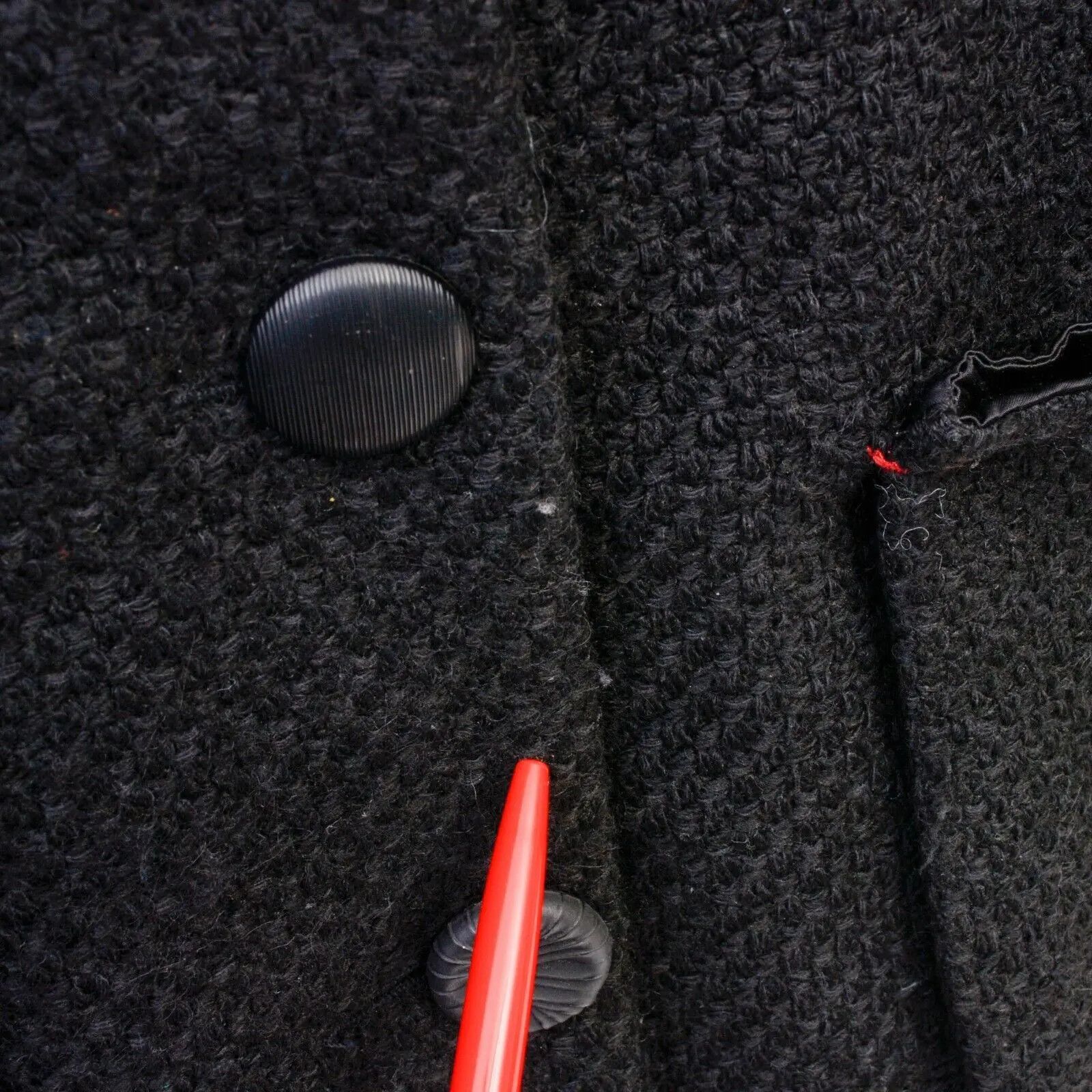 Desigual Womens M Jacket EU 40 Knit Coat US 8 Black Wool Cotton Size M / US 6-8 / IT 42-44 - 5 Thumbnail