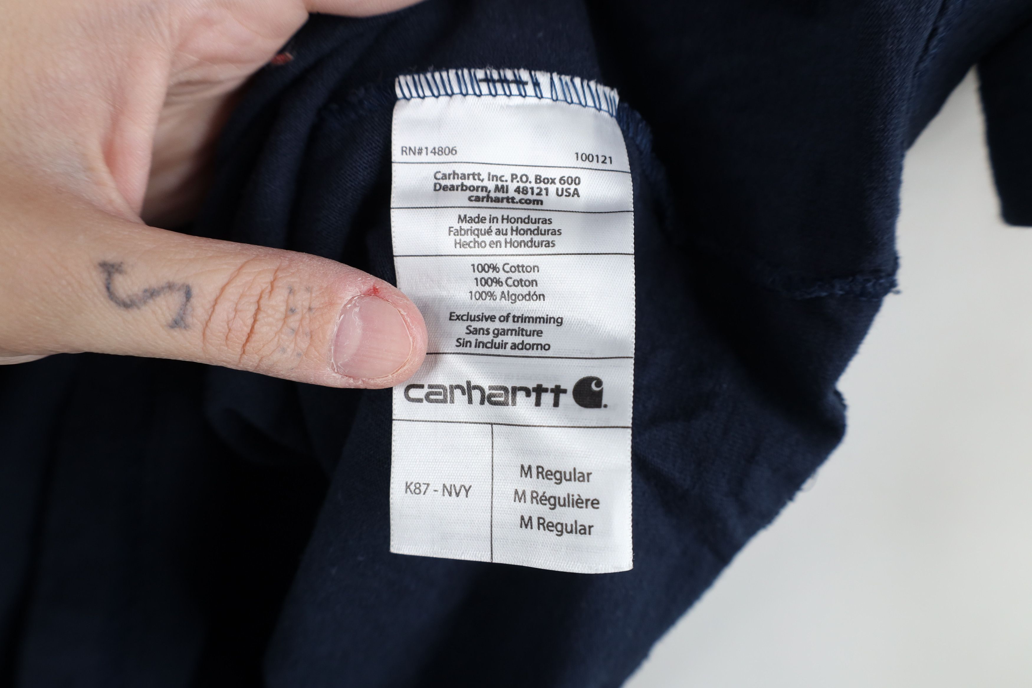 Carhartt Vintage Y2K Carhartt Spell Pocket T-Shirt Navy Blue Cotton Size US M / EU 48-50 / 2 - 9 Thumbnail