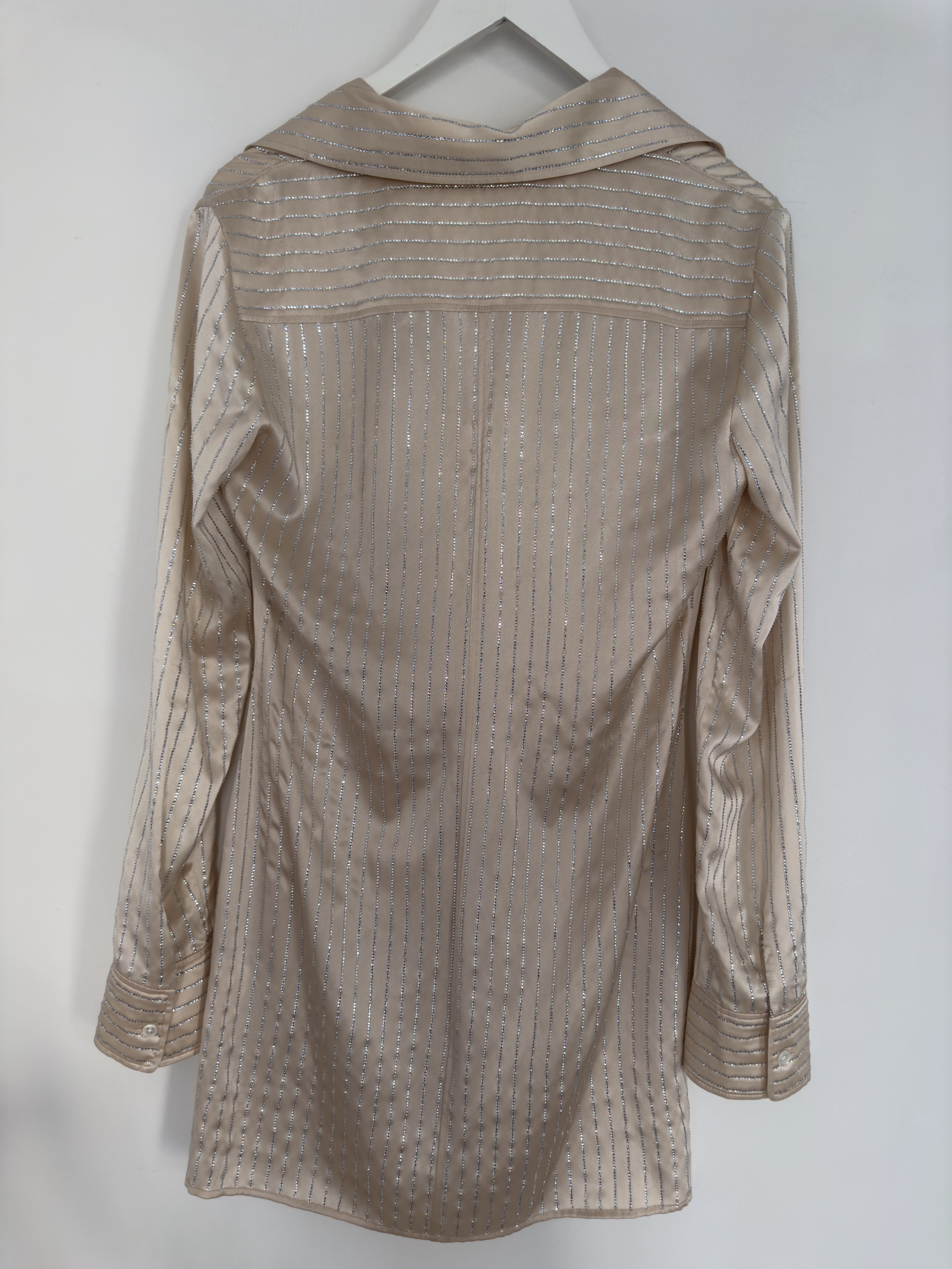 Alexander Wang Alexander Wang Slim Fit Silk Crystal Stripe Shirt/ Dress Size S / US 4 / IT 40 - 3 Thumbnail