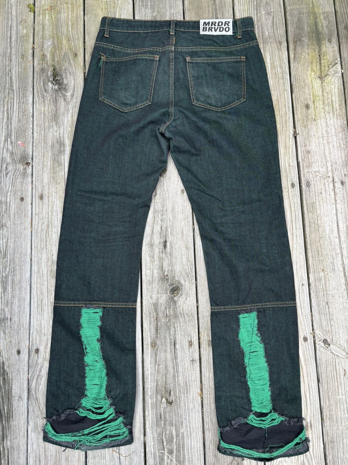 Ev Bravado × Who Decides War Who Decides War “Green Monster” Distressed Denim Size US 32 / EU 48 - 2 Thumbnail