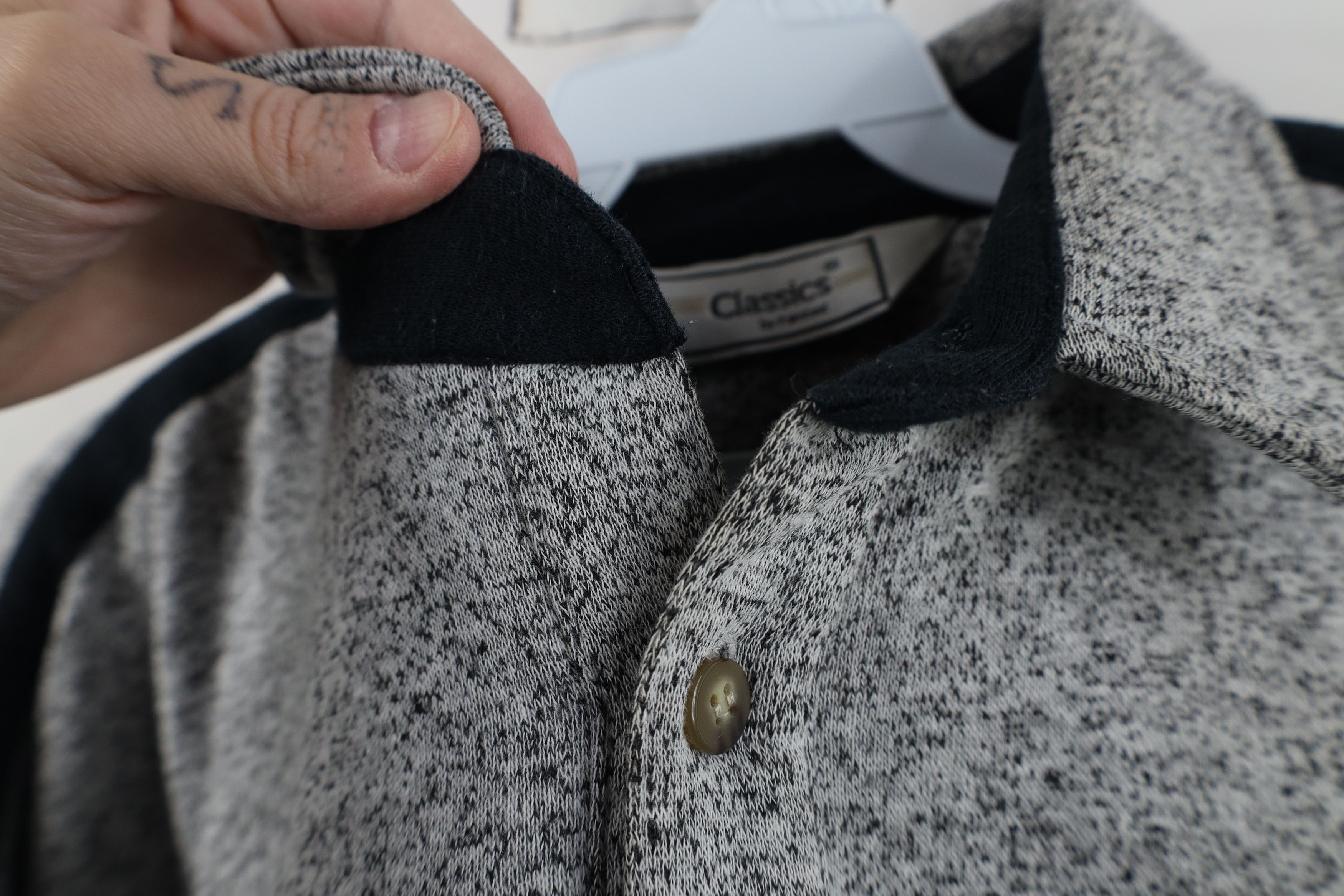 Vintage Vintage 90s Streetwear Striped Collared Sweatshirt Gray Size US L / EU 52-54 / 3 - 6 Thumbnail