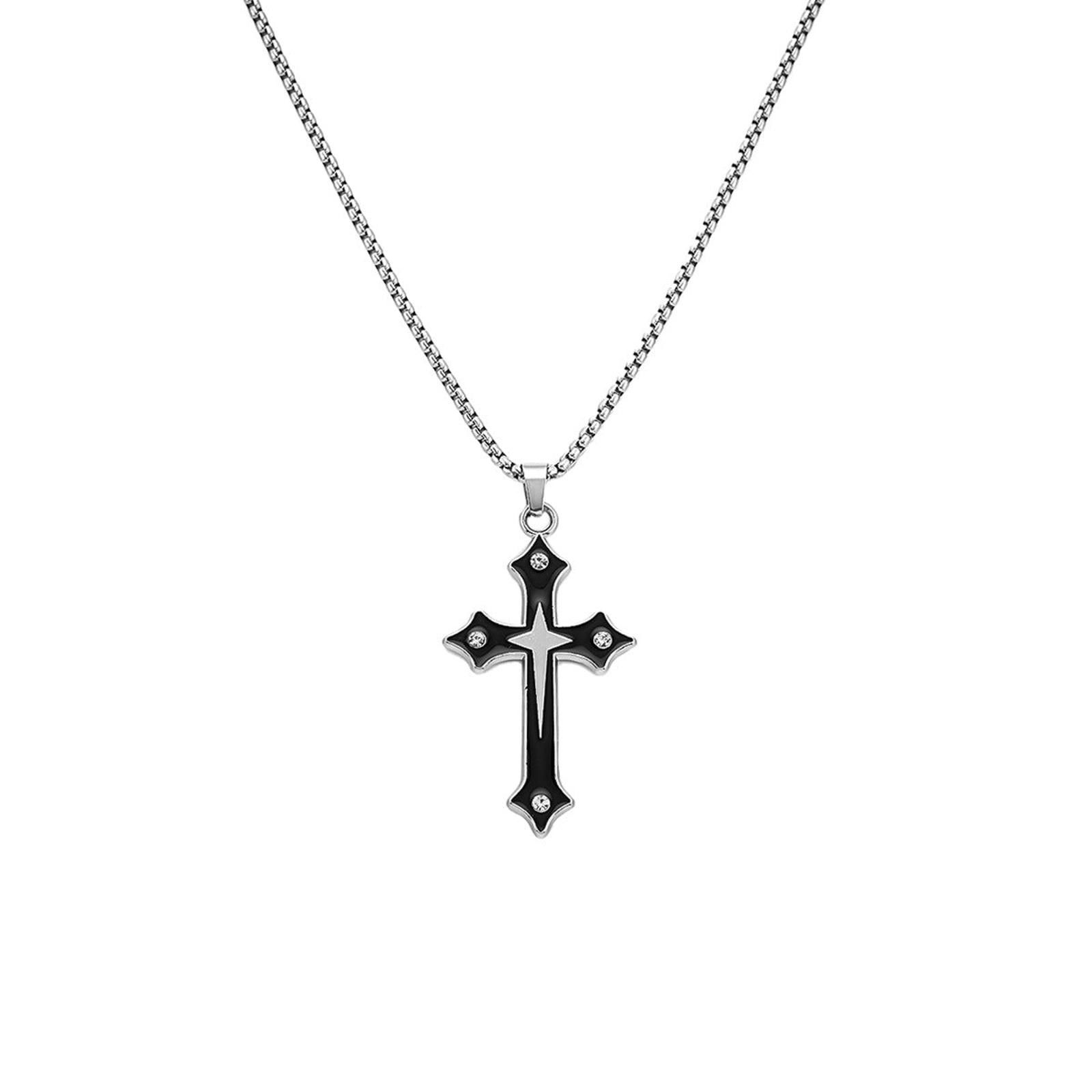 Jewelry Black Stainless Steel Cross Pendant Necklace Size ONE SIZE - 4 Thumbnail